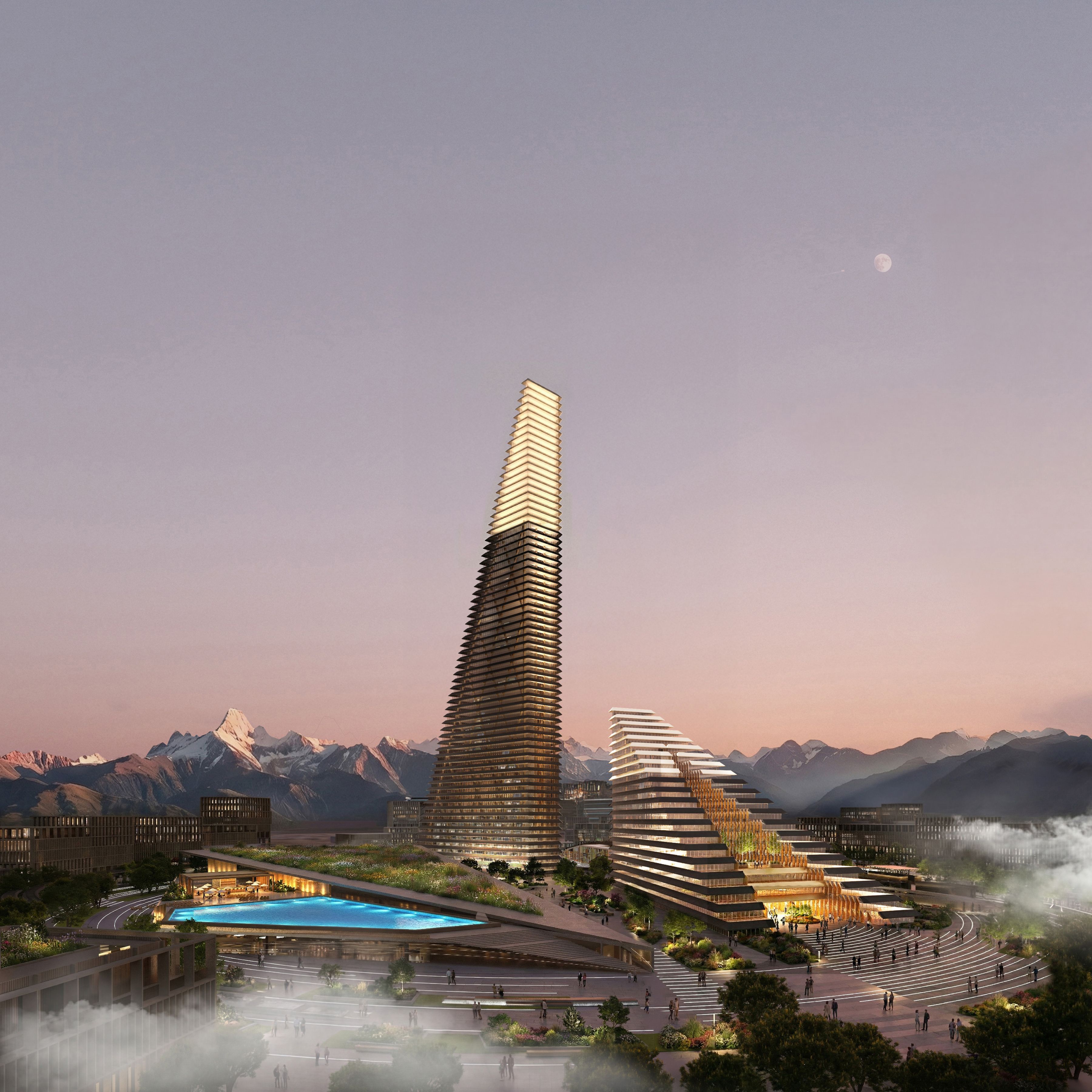 The Complex and Gateway District design echoes these natural elements through architecture, giving the city a unique identity rooted in the Kazakh landscape.