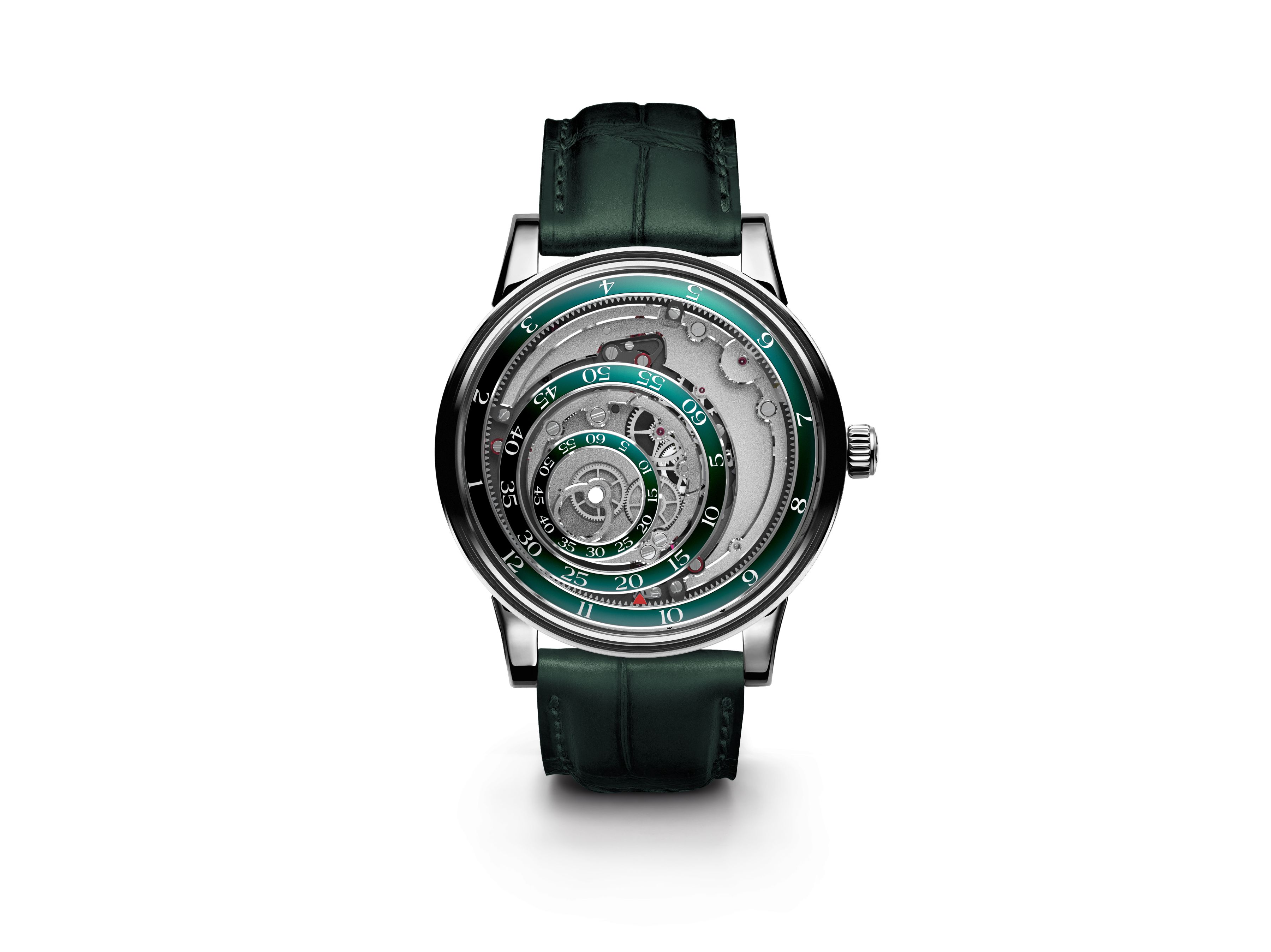 Une Folle Journée Trilobe: Rhodium-Plated Edition in Green