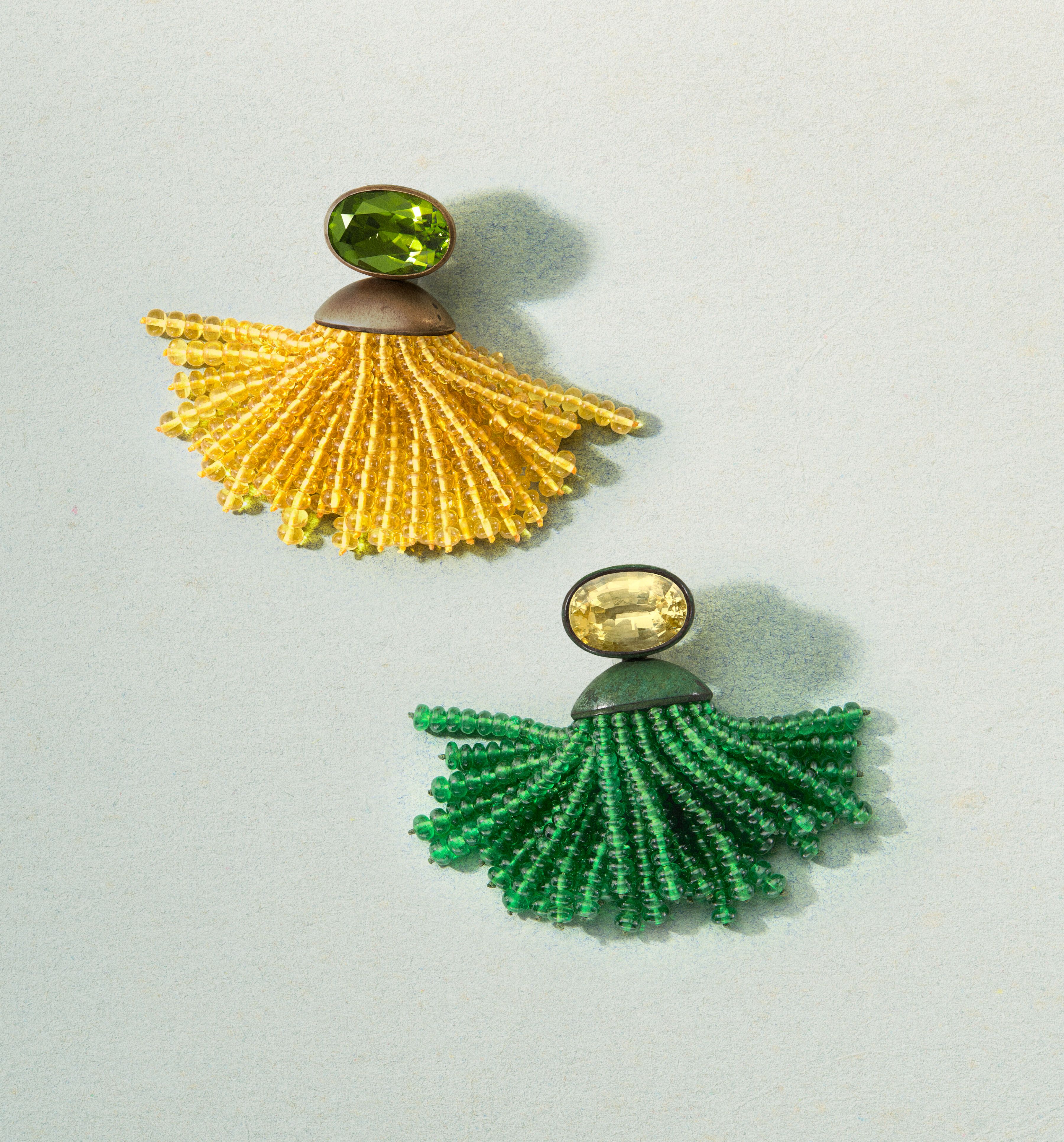 Hemmerle Mulit-Gem Tassel Earrings
