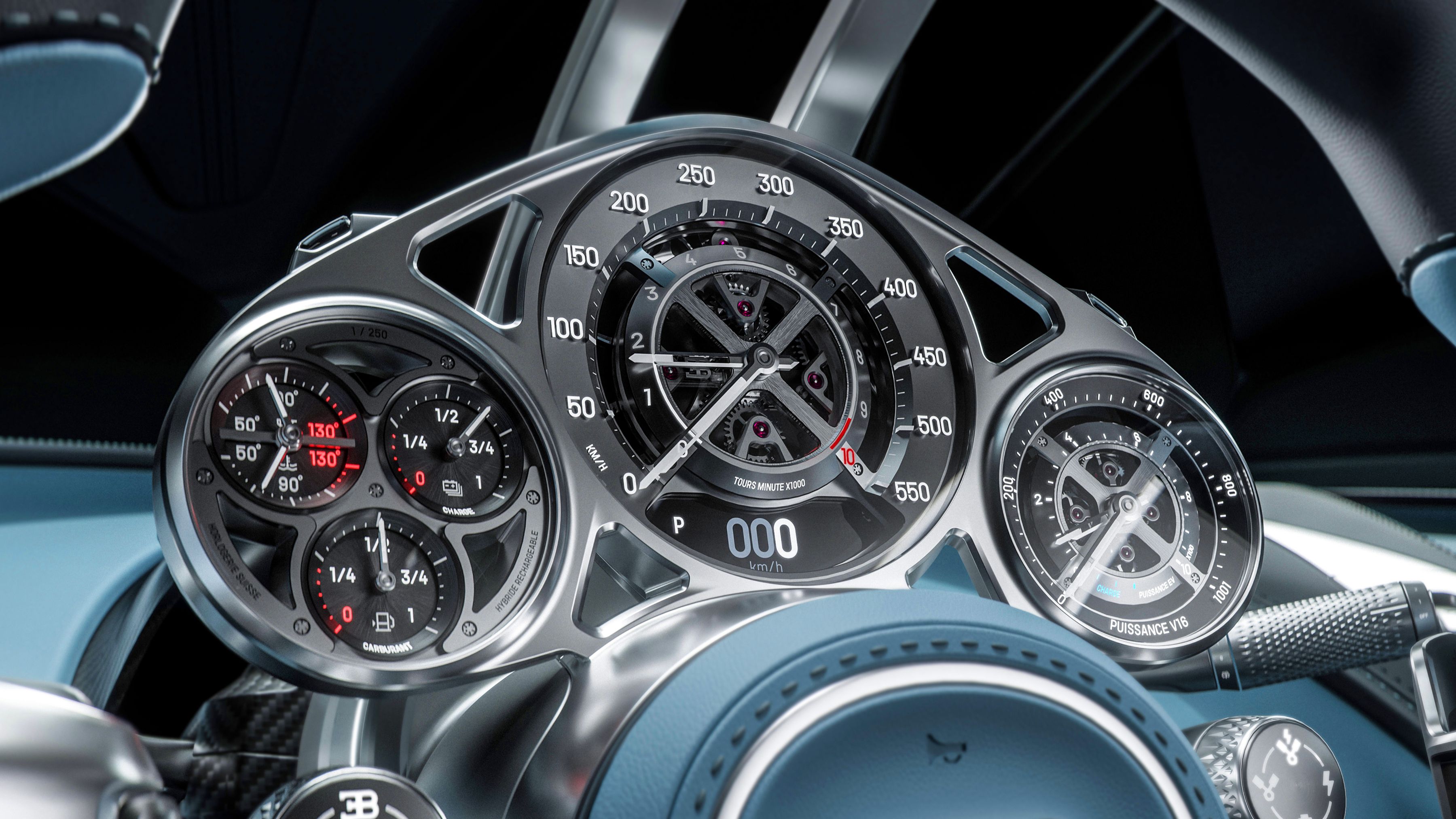 The fully analogue cluster of the Bugatti Tourbillon