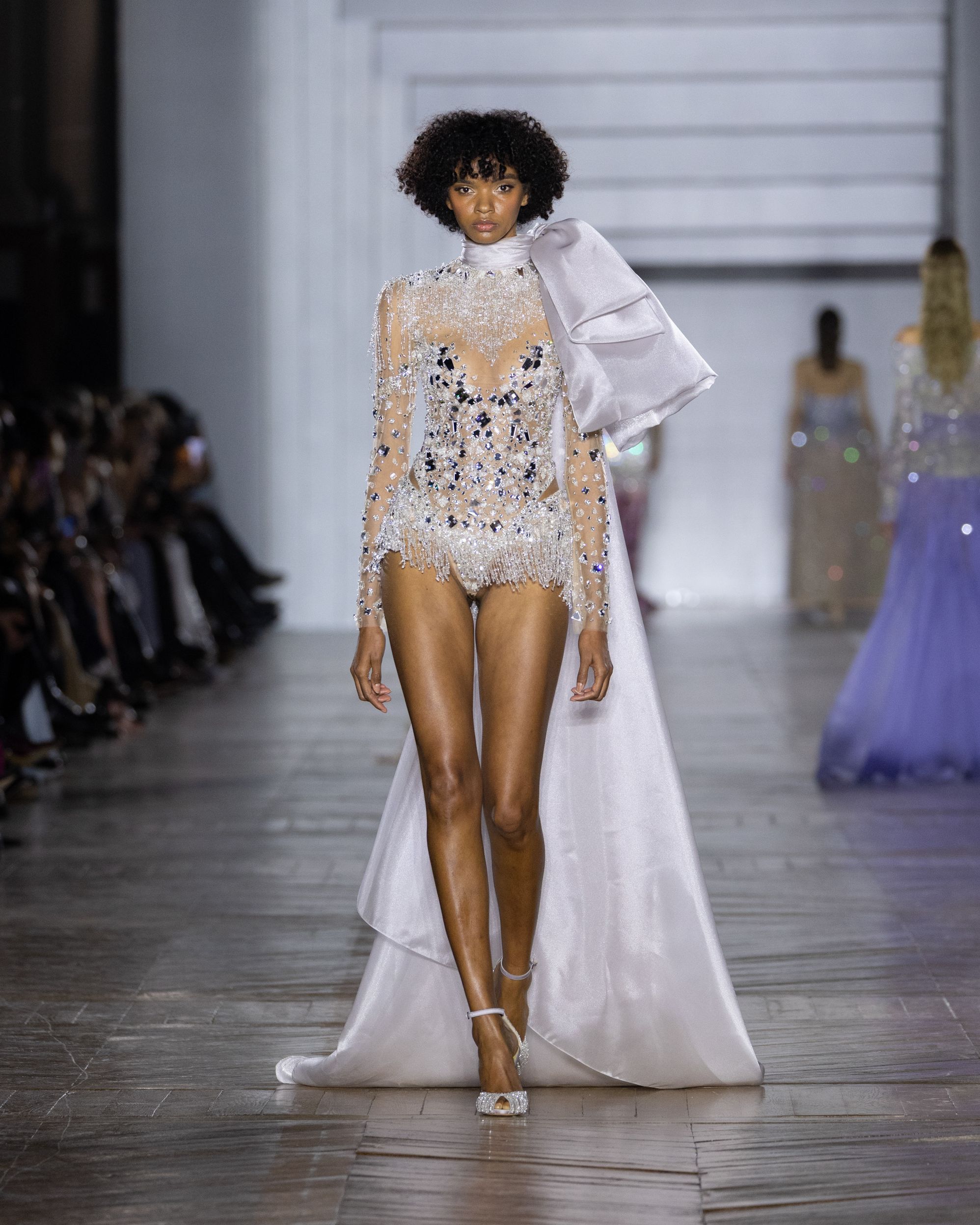 Tony Ward's Haute Couture Spring /Summer 2026 collection evokes crystalline tones that blend into pastels and metallic finishes