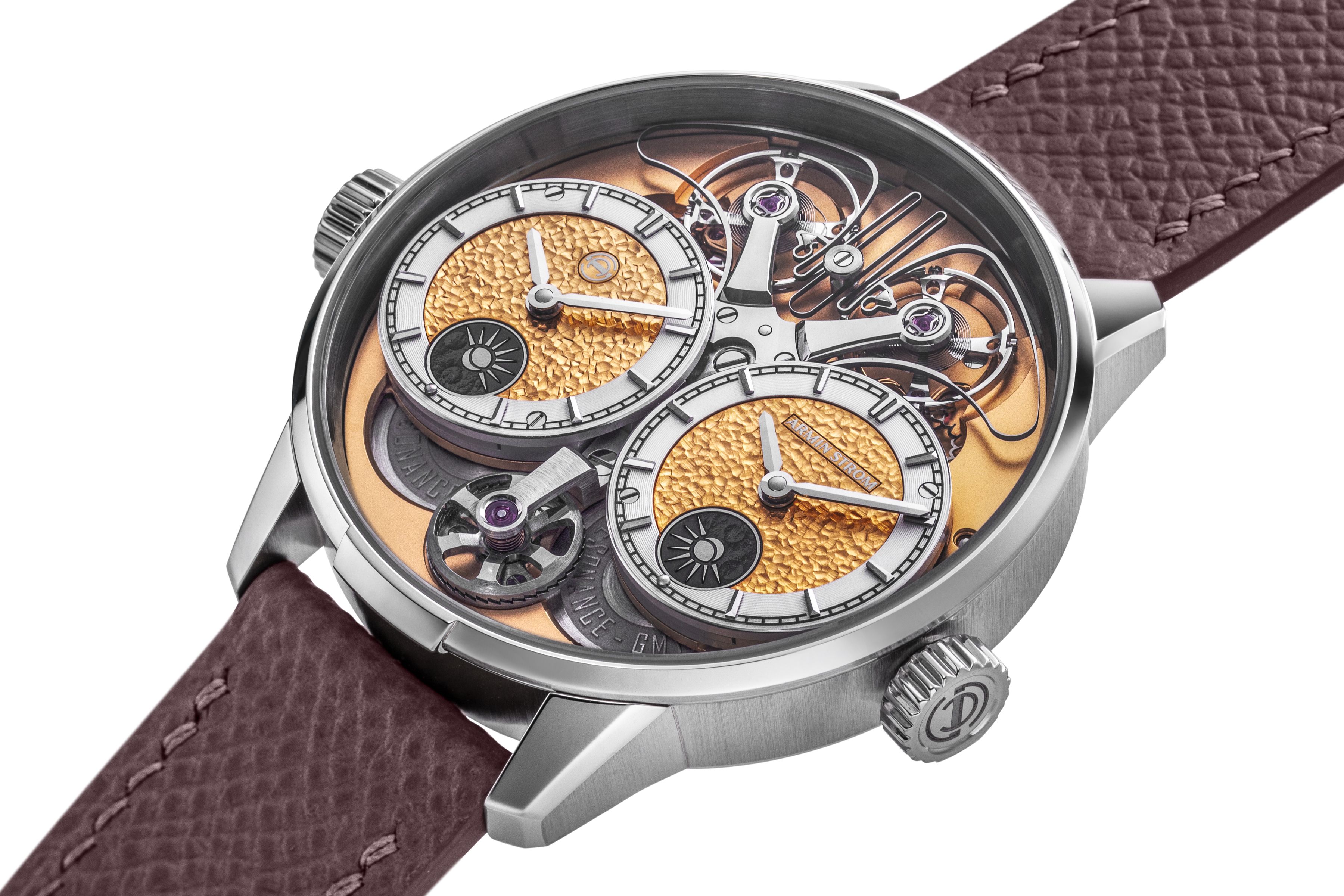 Showcasing at Watches and Wonders 2026 Geneva - the Armin Strom × Revolution Dual Time GMT Resonance 'Tremblage.'
