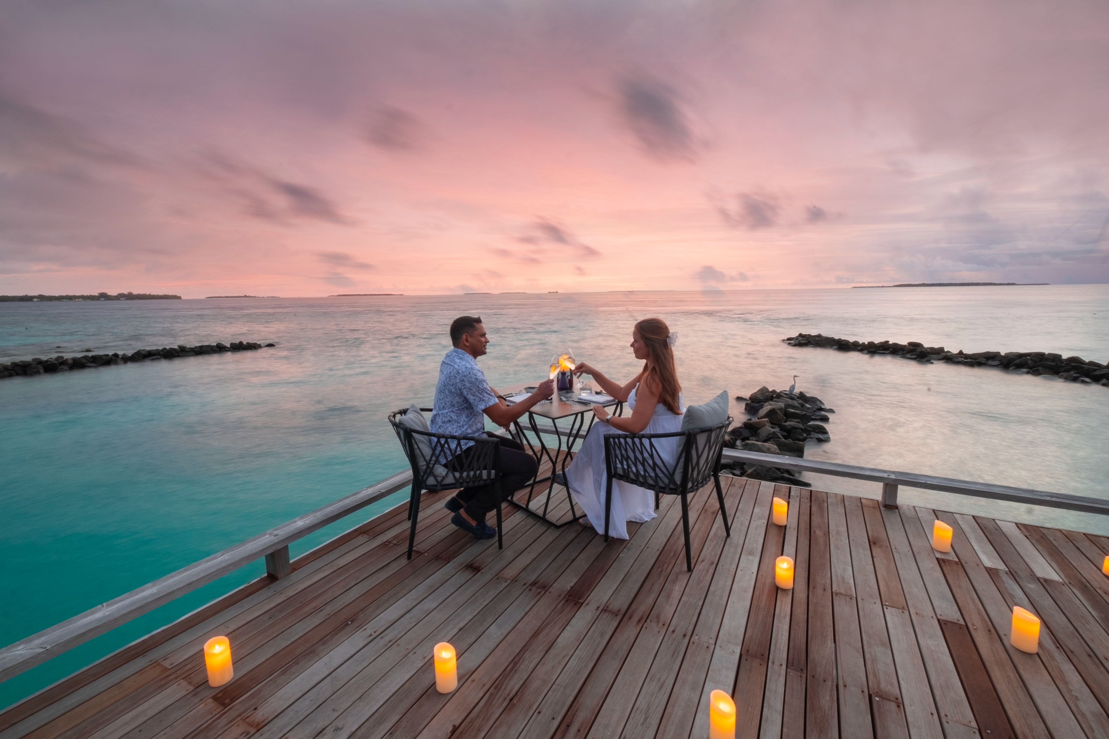 Amilla Maldives sunset dining