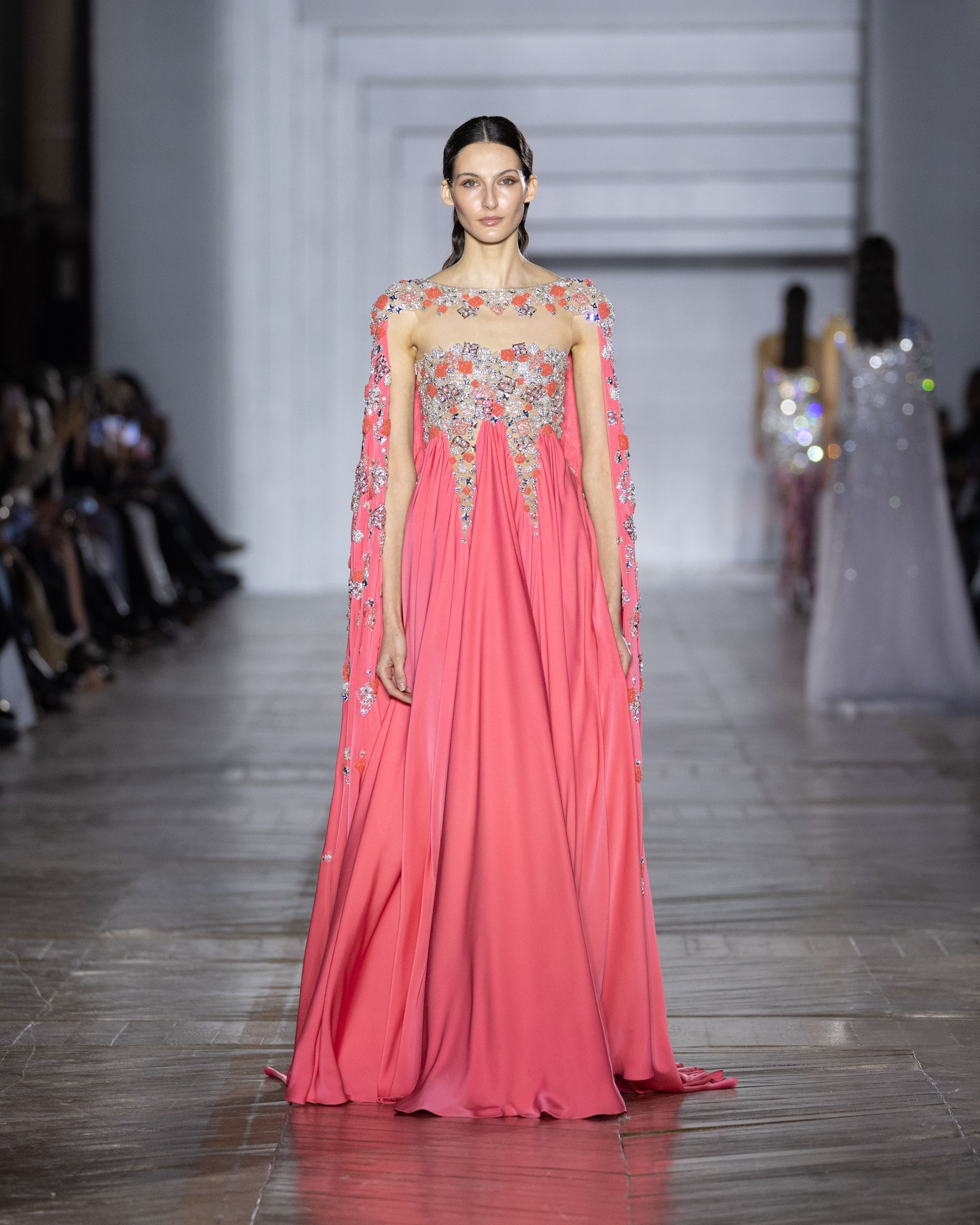 Tony Ward's Haute Couture Spring /Summer 2026 collection evokes crystalline tones that blend into pastels and metallic finishes