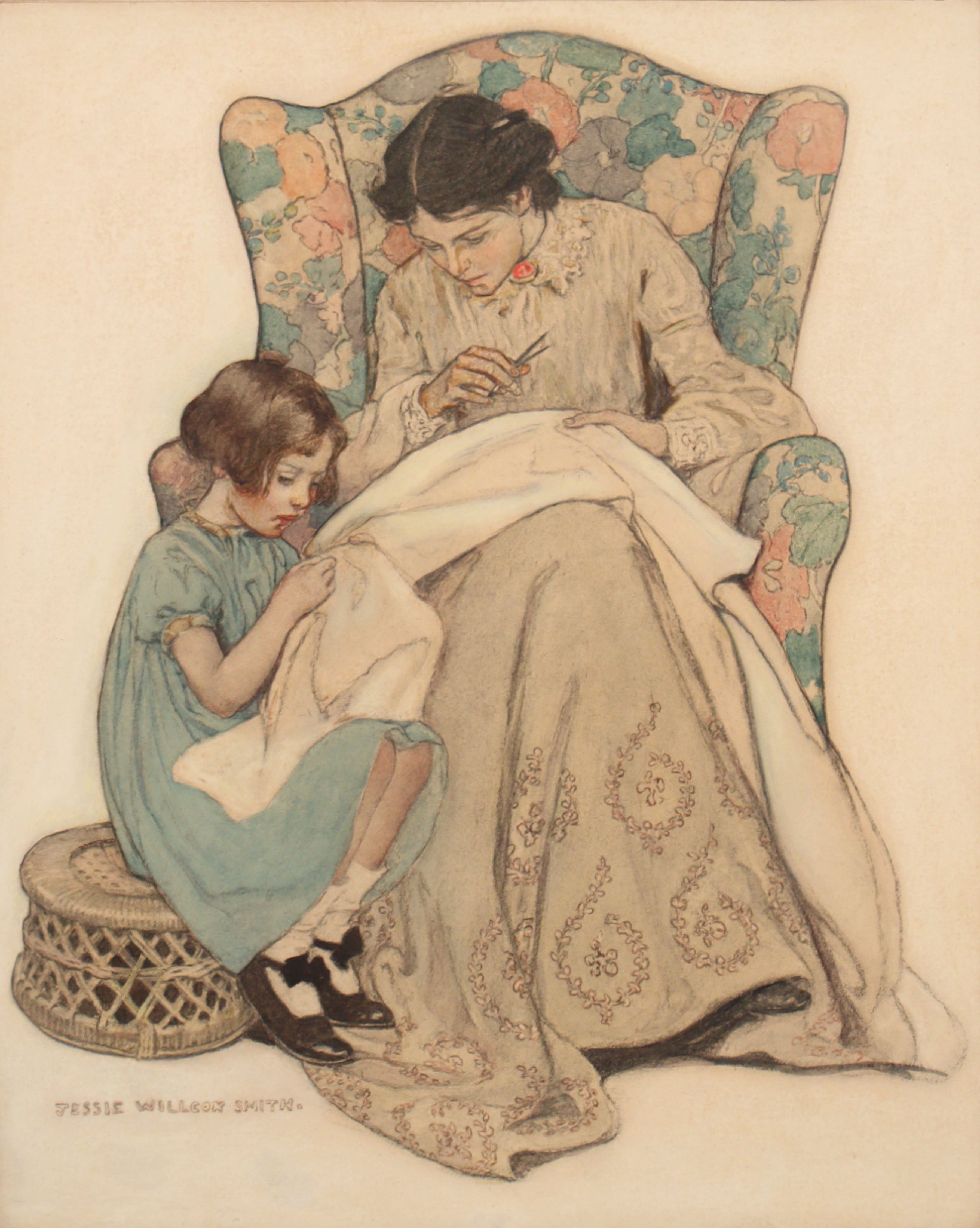Jessie Willcox Smith, The Sewing Lesson, cover for Collier's, 1907, Lucas Museum of Narrative Art, Los Angeles.