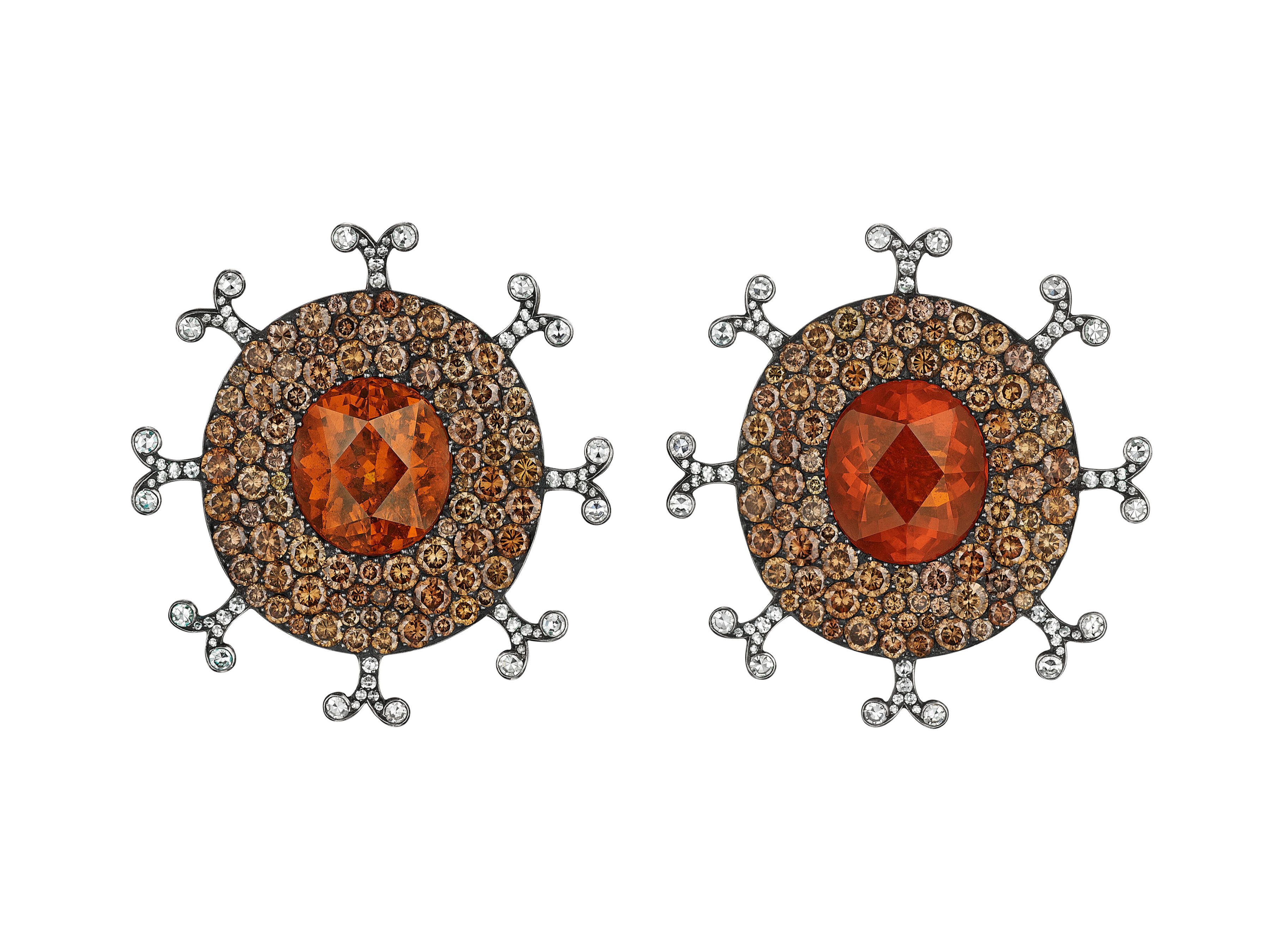 JAR Multi-Gem Colored Diamond and Diamond earrings