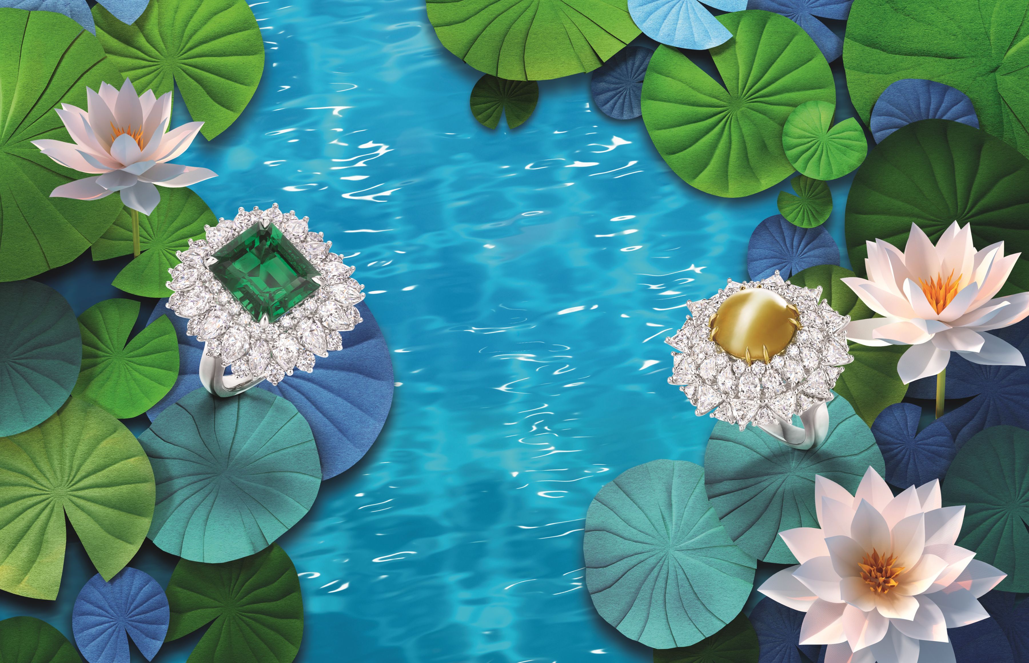Harry Winston Emerald Marvelous Creations Ring & Harry Winston Cats Eye Chrysoberyl Ring