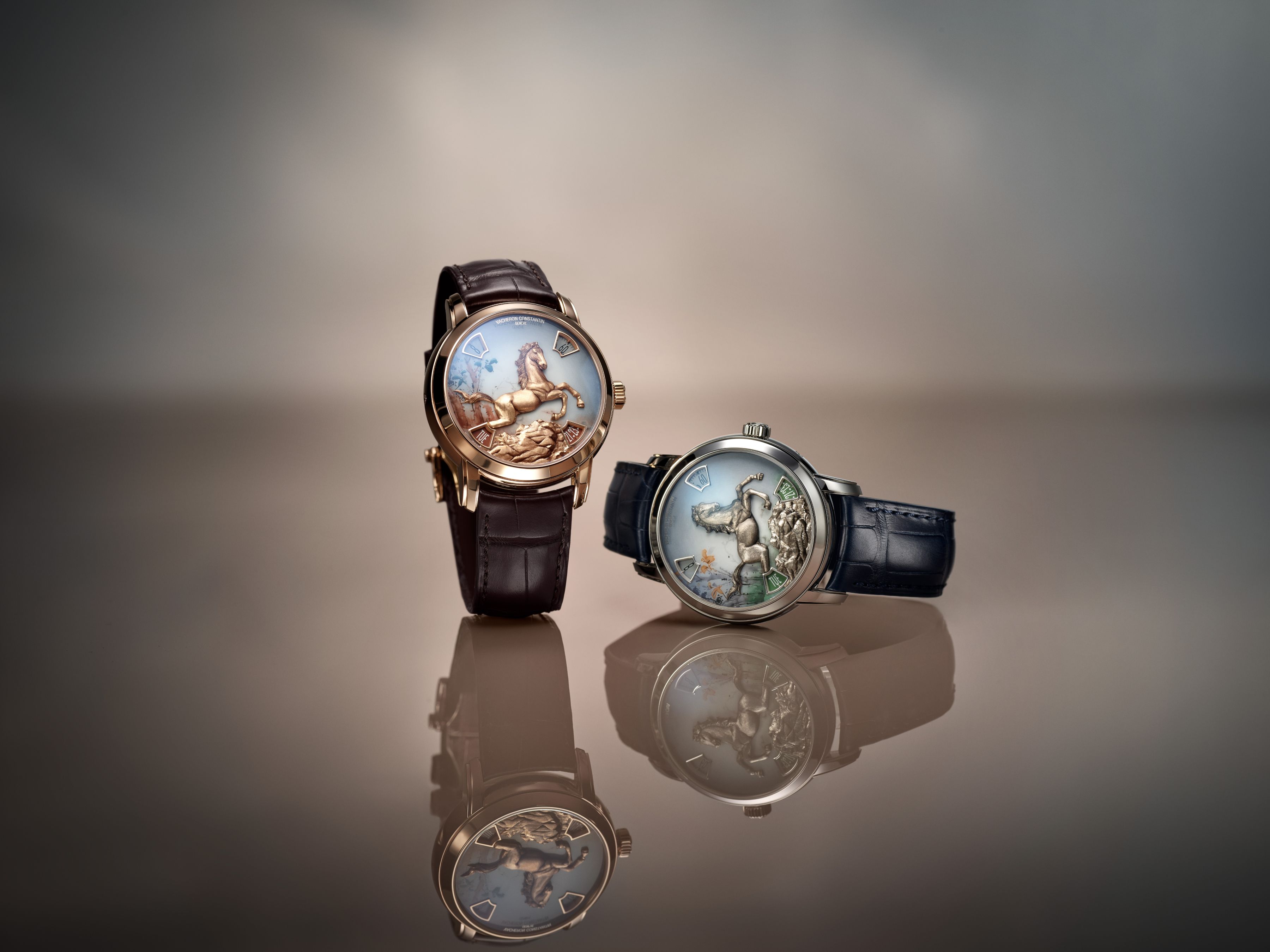 Vacheron Constantin combines engraving and miniature enamelling to produce two exclusive limited editions, each consisting of 25 pieces, available in pink gold or platinum.