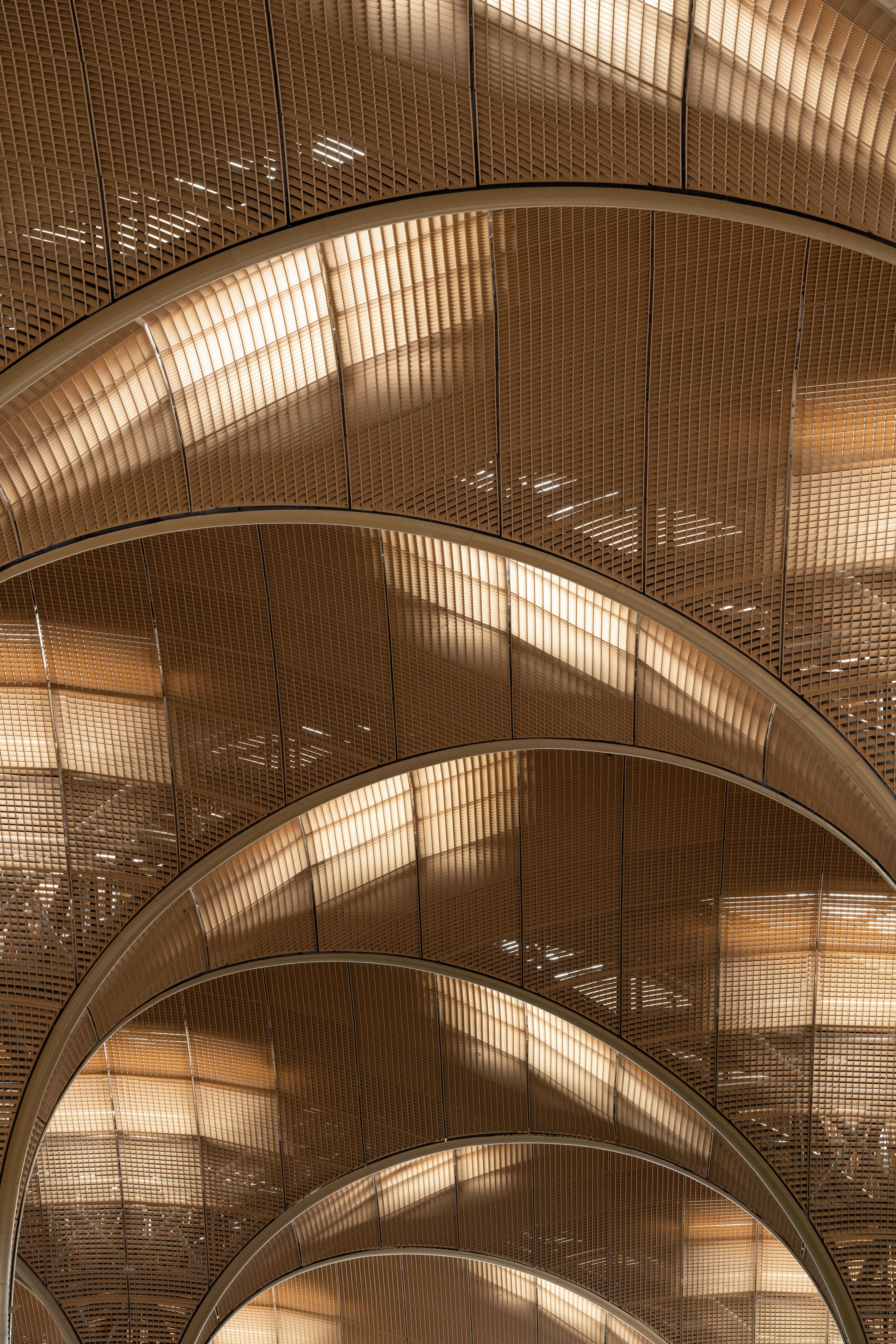 Techo International Airport, Phnom Penh, Cambodia - Throughout the terminal building, soffits are inspired by traditional basket weaving.