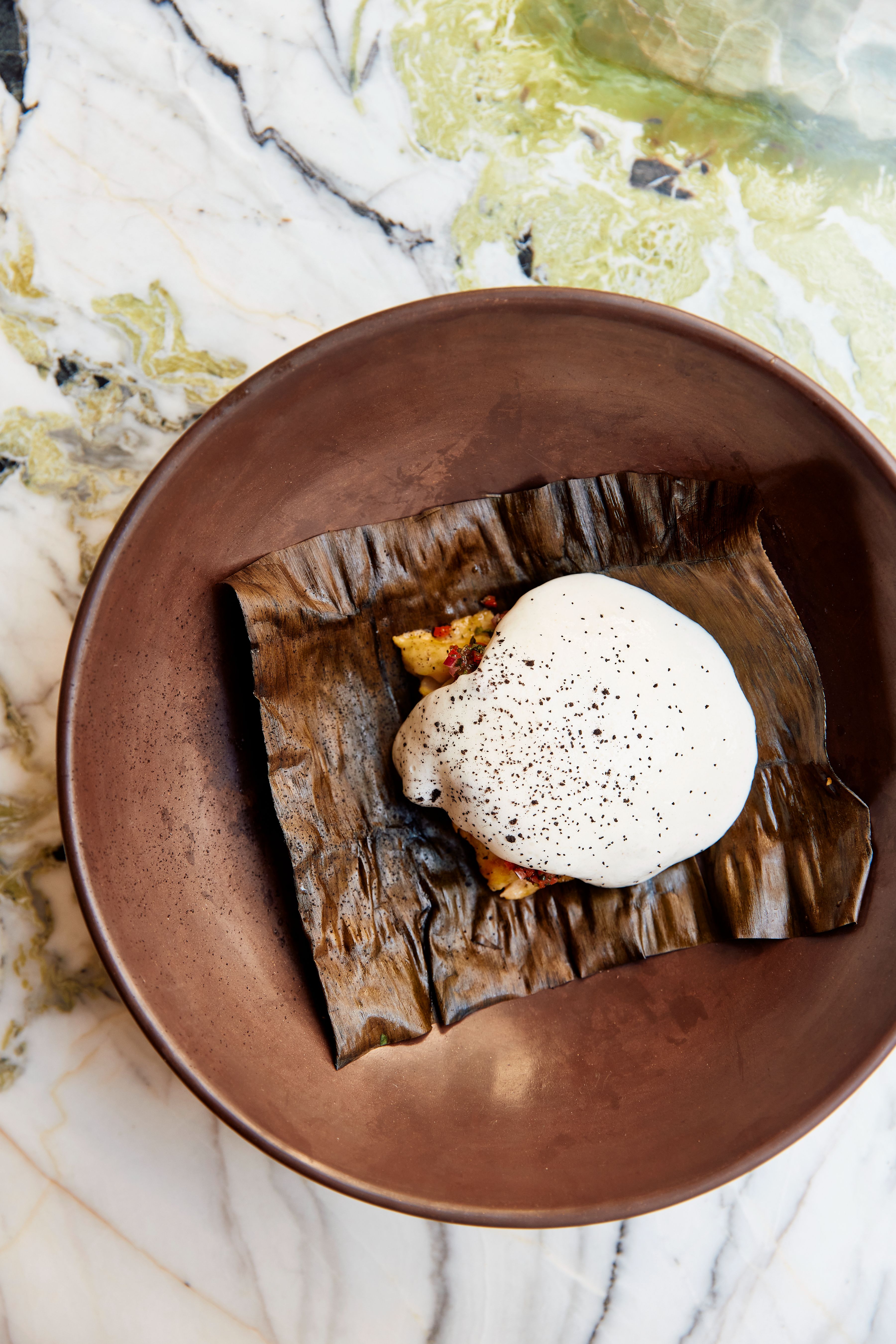 Quintonil, Mexico City, Mexico Pibil pork tamal, young corn cream