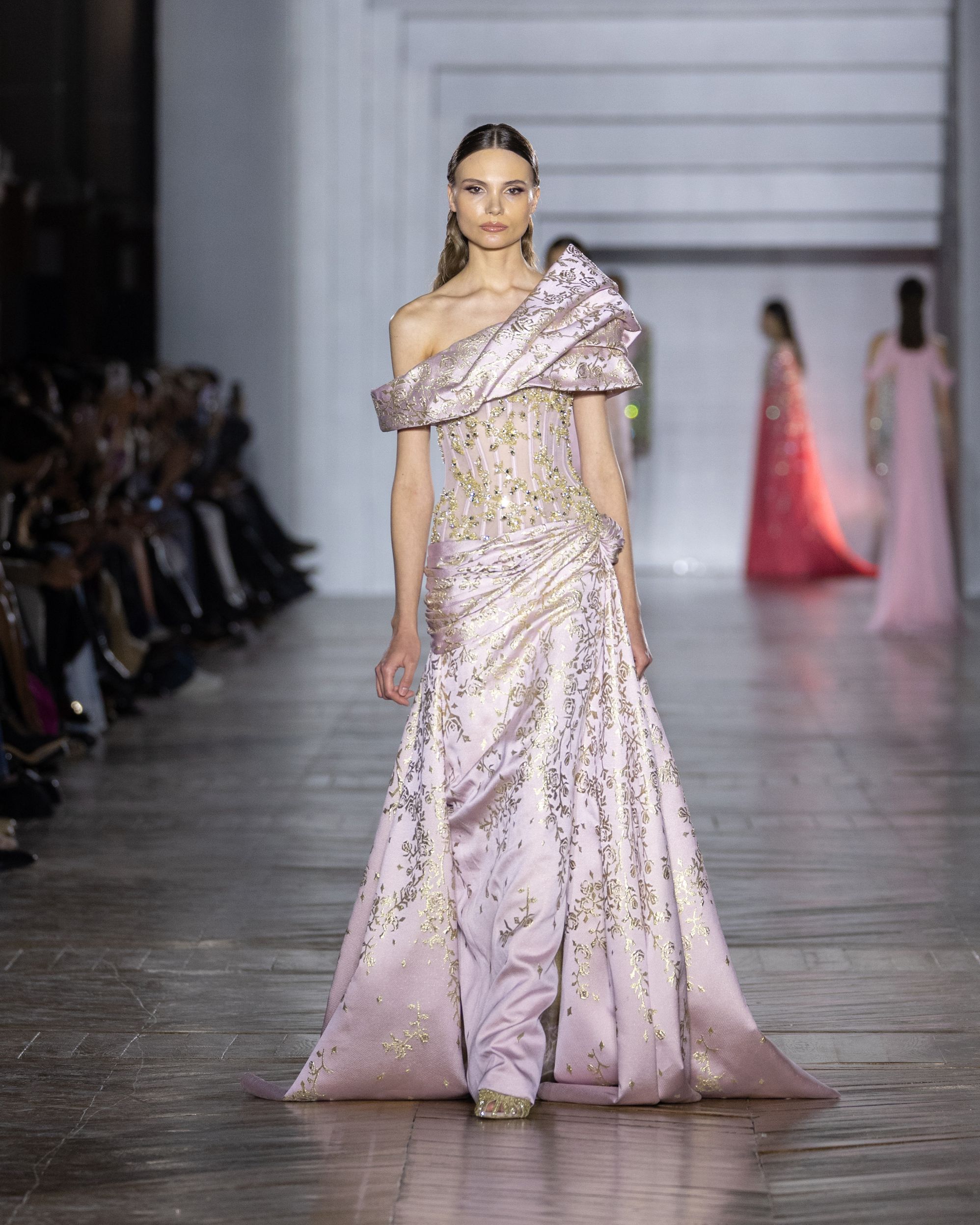 Tony Ward's Haute Couture Spring /Summer 2026 collection evokes crystalline tones that blend into pastels and metallic finishes