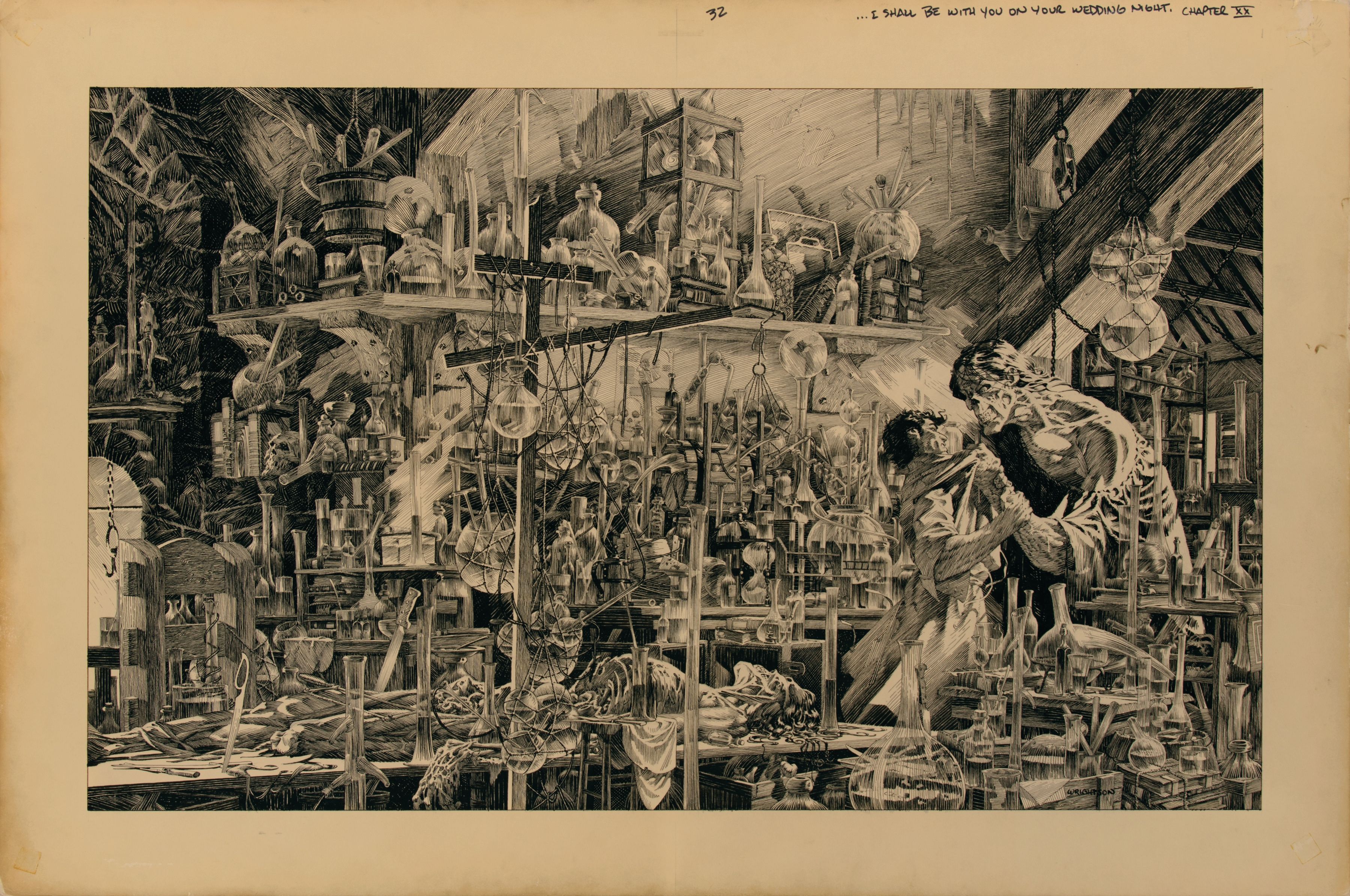Bernie Wrightson, wraparound cover for Marvel edition of Mary Wollstonecraft Shelley's Frankenstein, 1983, Lucas Museum of Narrative Art, Los Angeles.