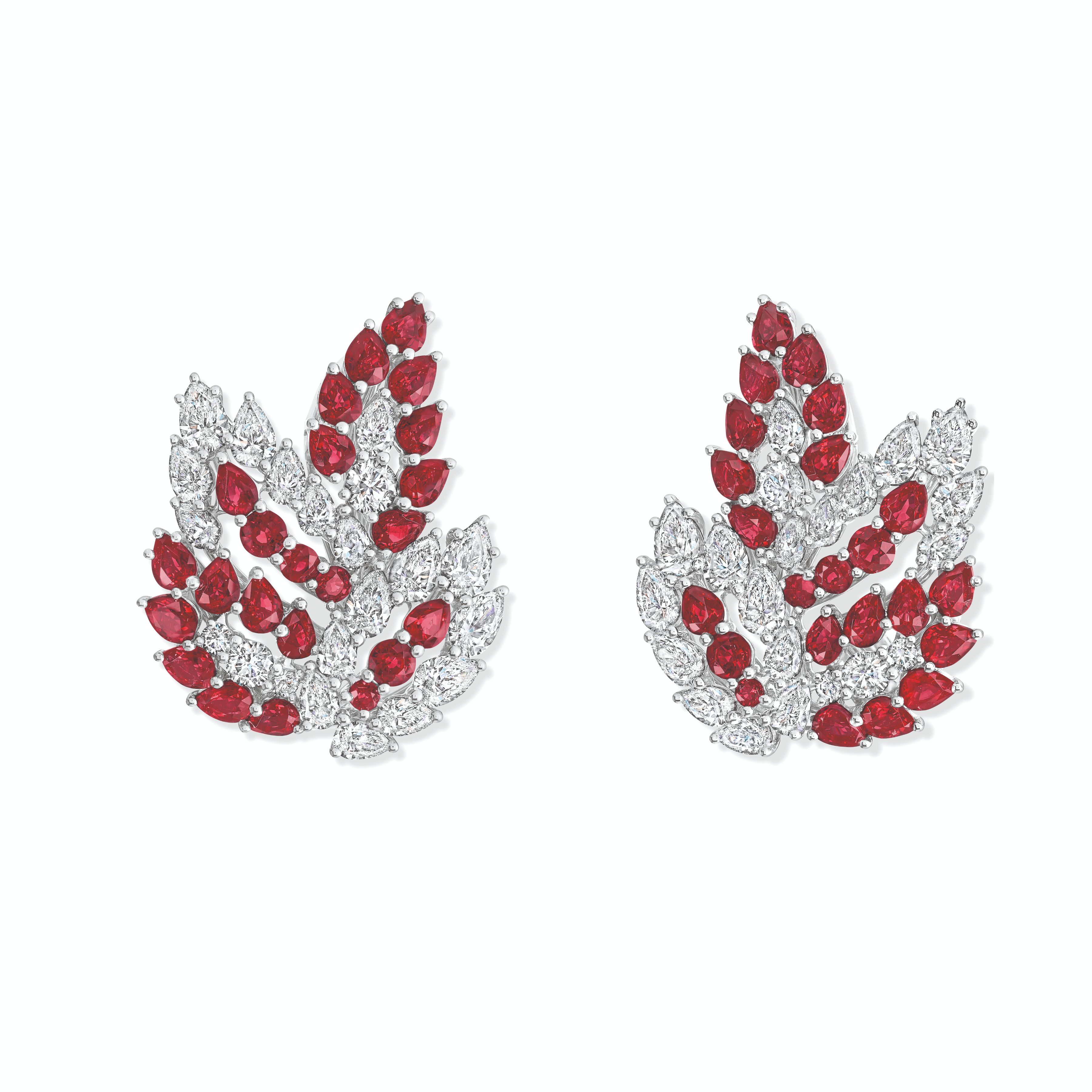 Harry Winston Ruby Leaf Earrings