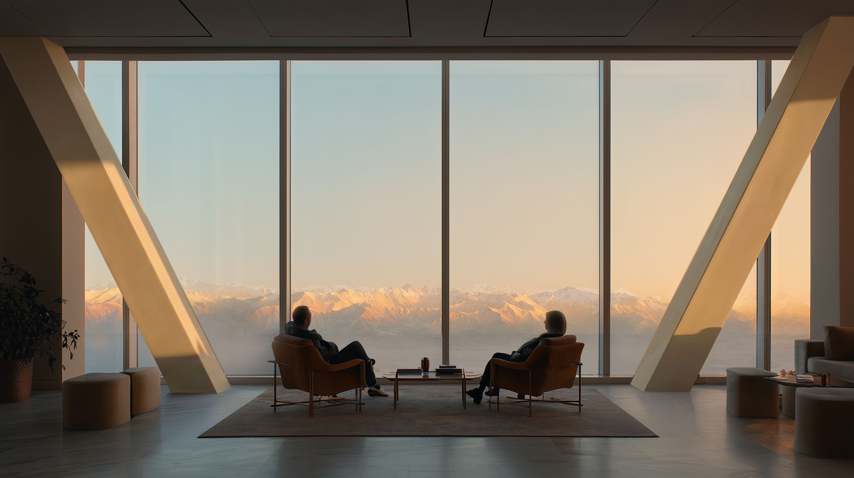 Reflecting the surrounding foothills of the Landmark Towers, Alatau City in Kazakhstan offers panoramic views of the nearby mountains.