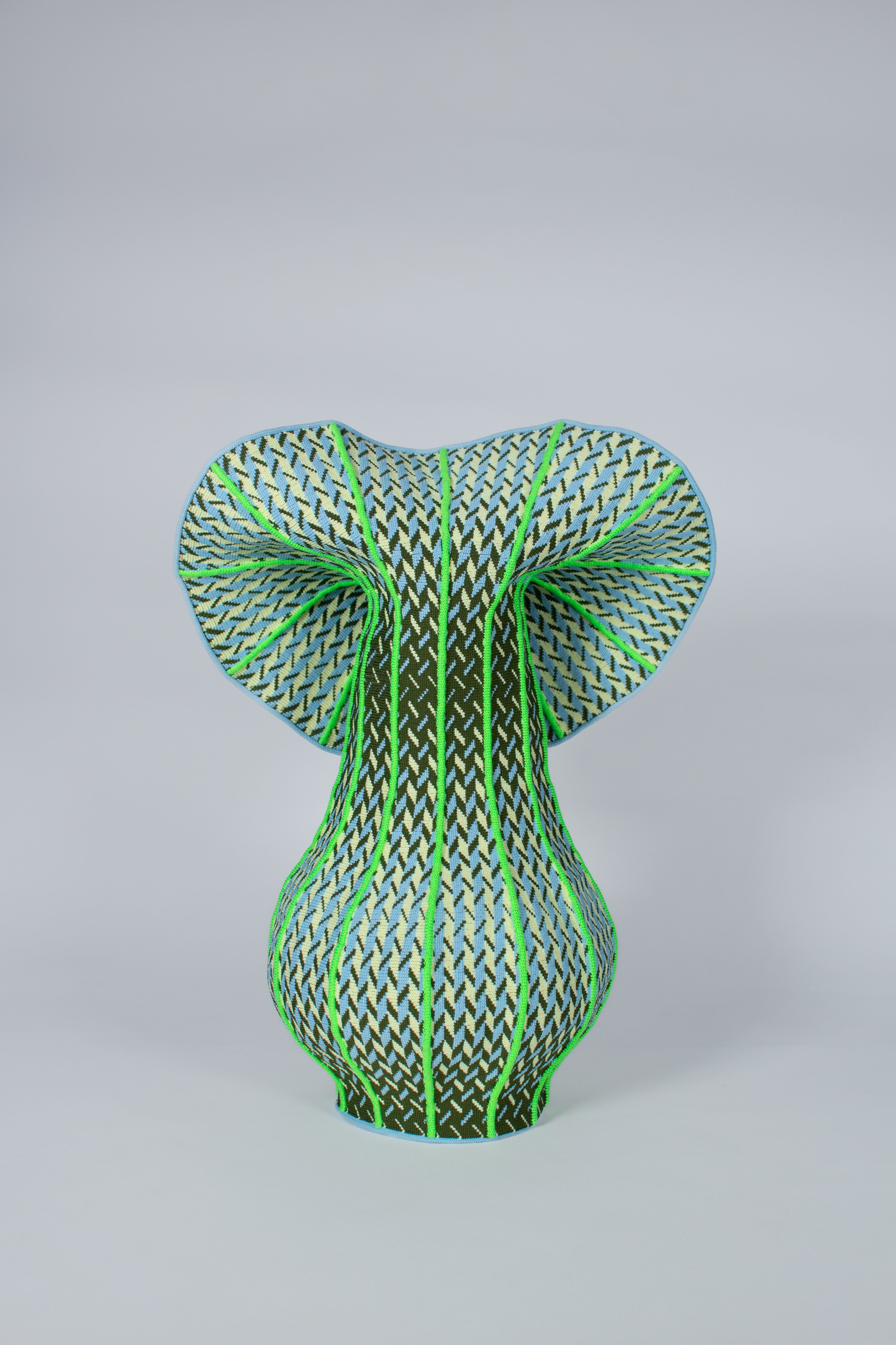 Gaspard Fleury-Dugy soft knitted objects in colorful textile forms.