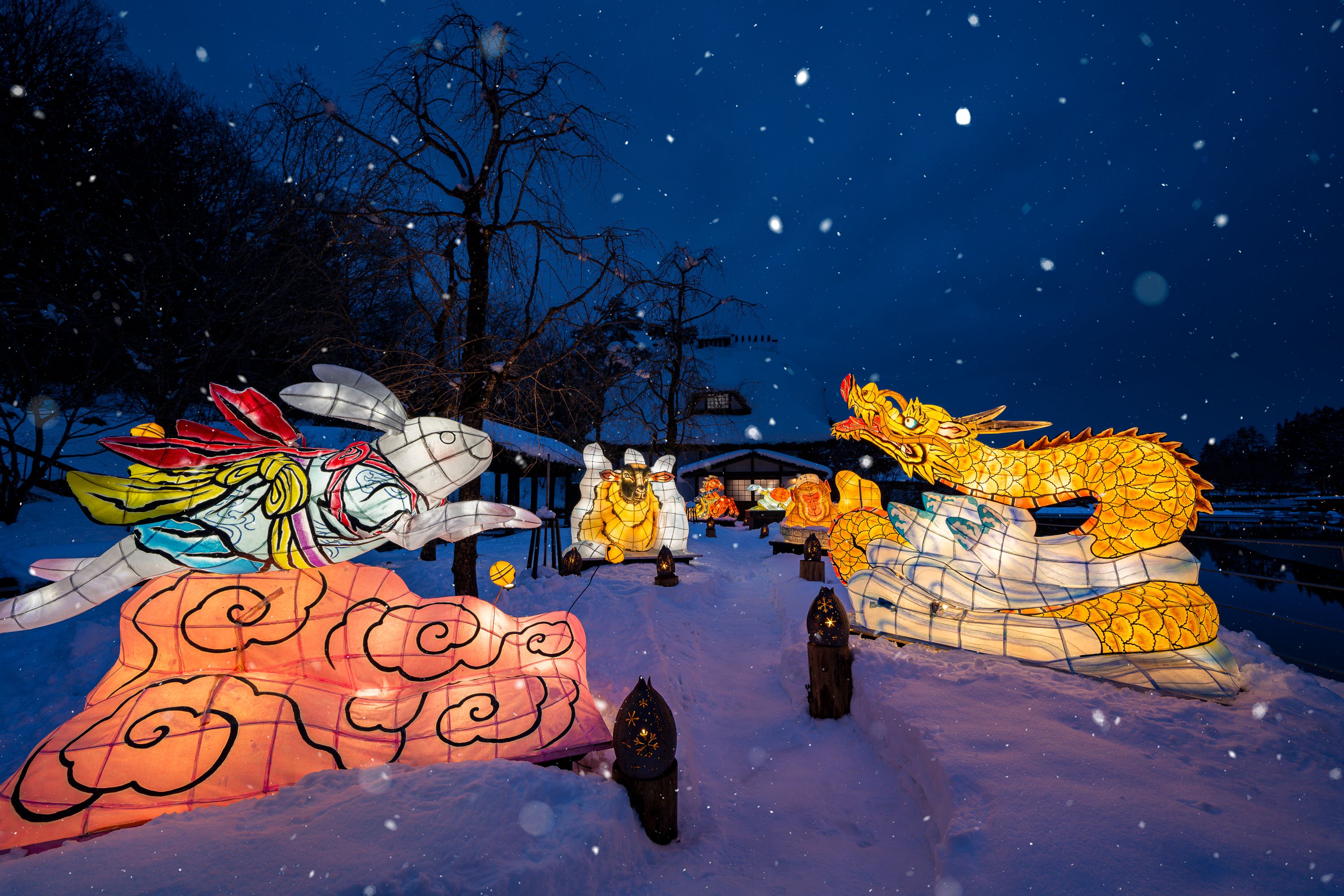 Art Installation Nebuta Snow Lanterns - Aomoriya