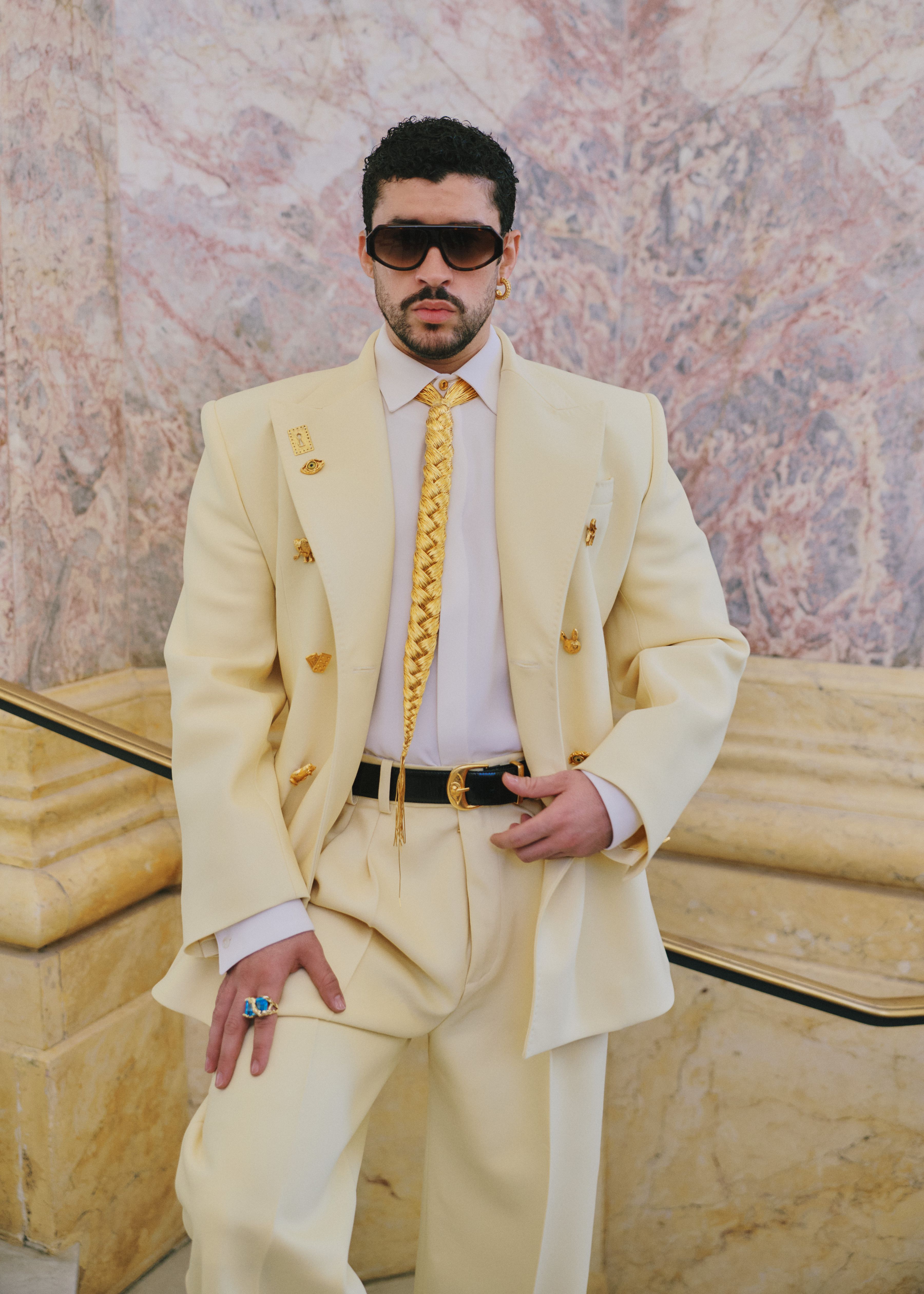 Bad Bunny at the Schiaparelli Haute Couture Fall/Winter 2026/2027 show in Paris, France