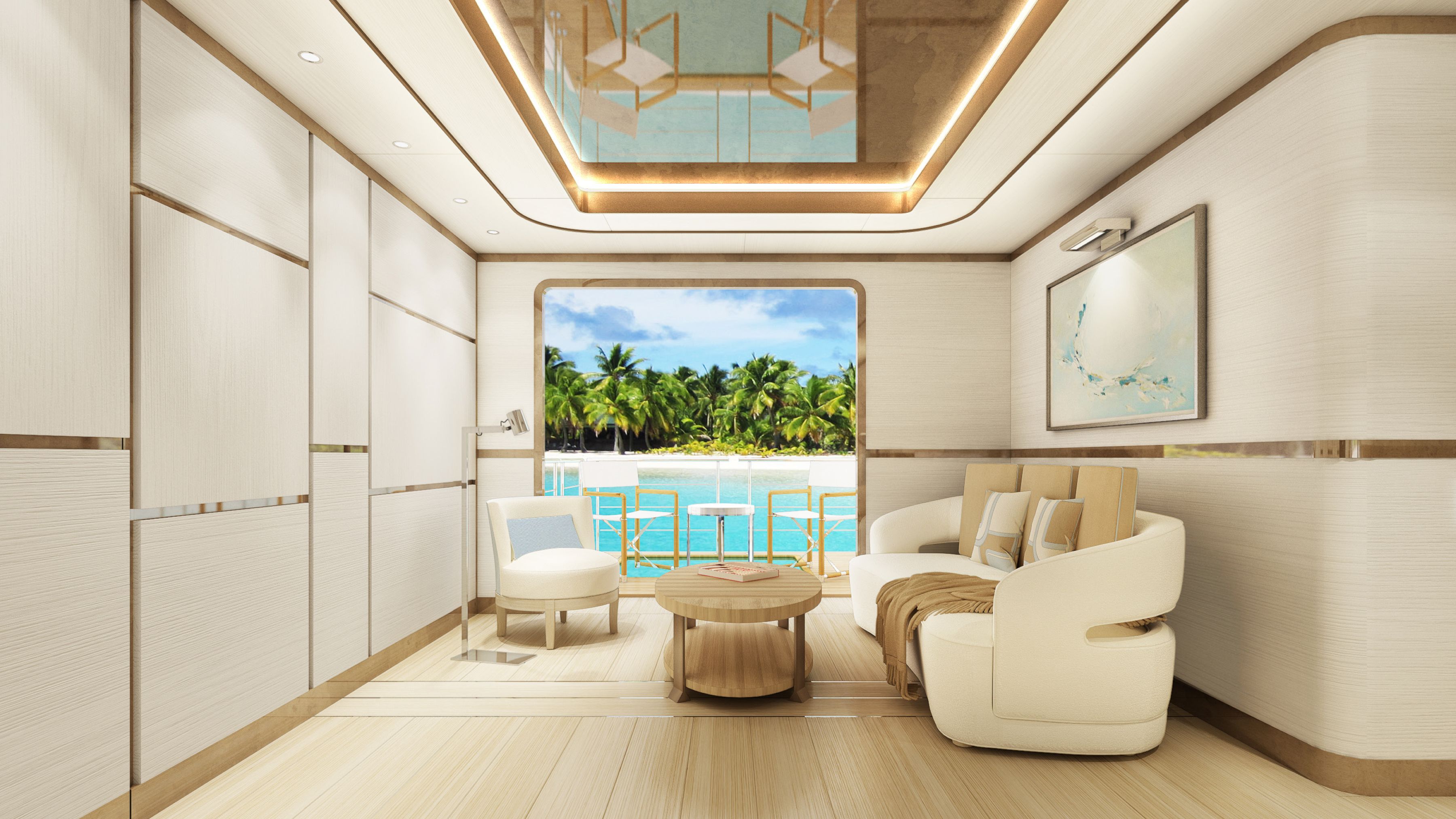 The interior of Amel's 60 Project Vogue, scheduled for delivery in 2027, is designed by Laura Sessa.