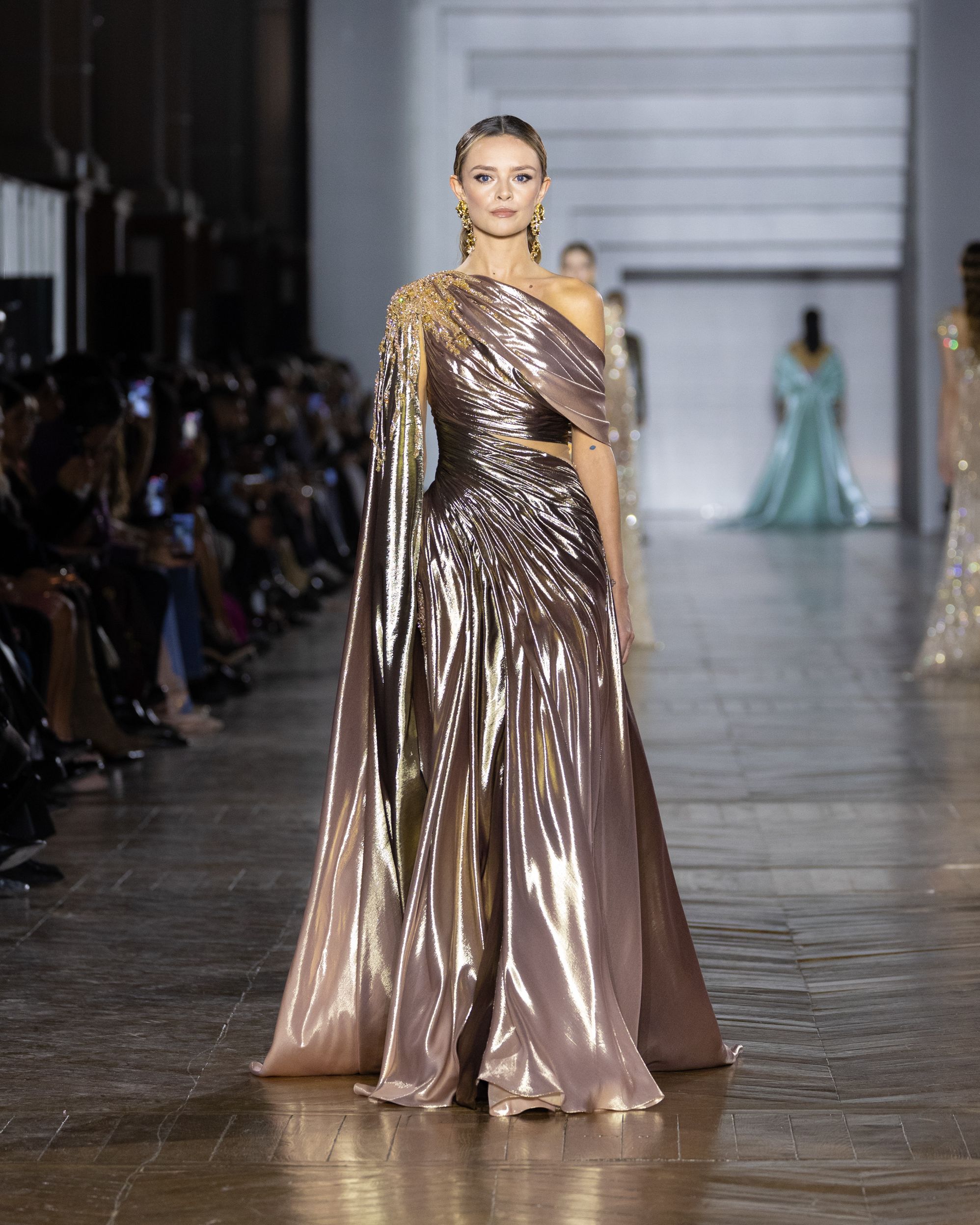 Tony Ward's Haute Couture Spring /Summer 2026 collection evokes crystalline tones that blend into pastels and metallic finishes