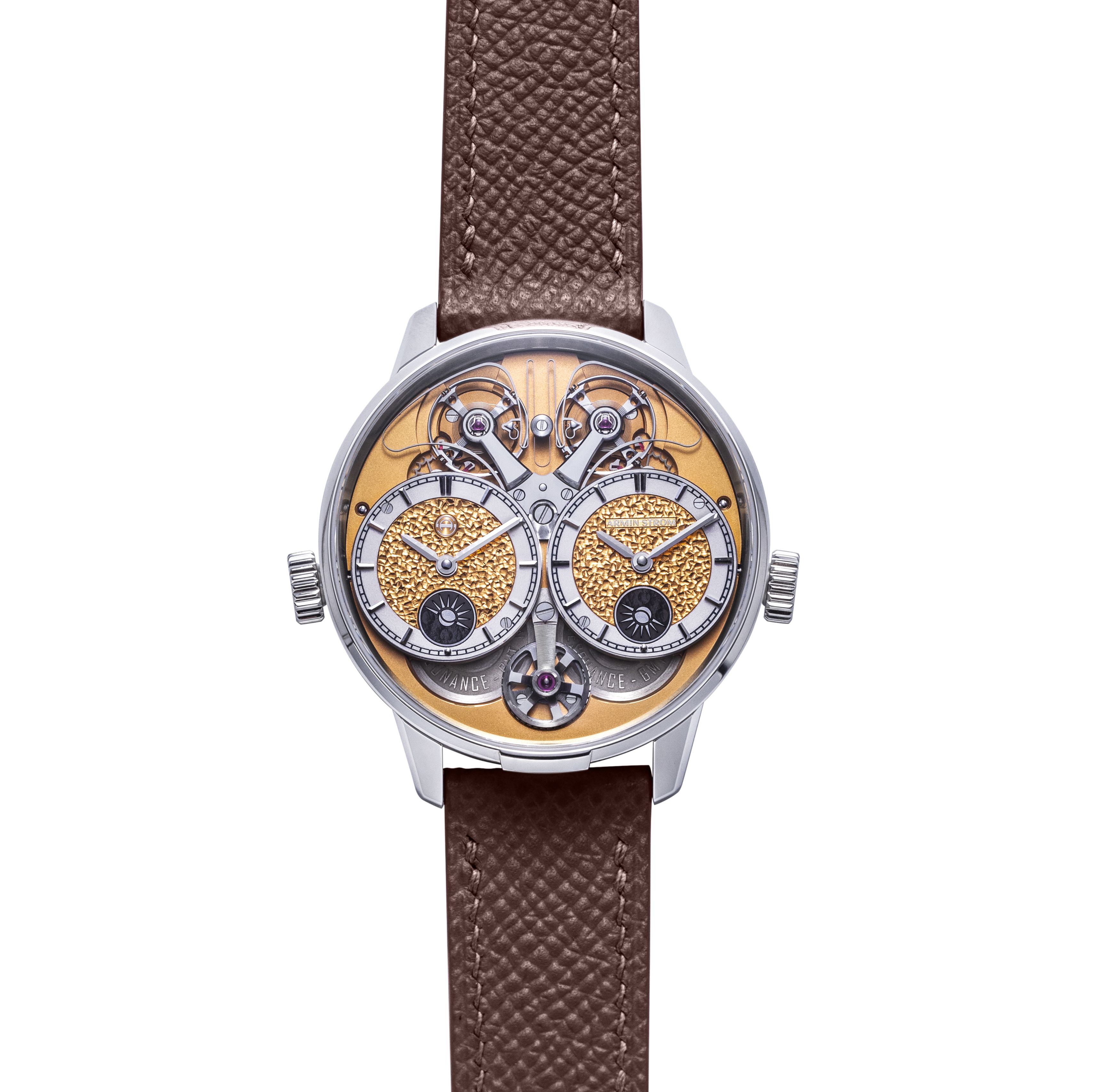 Showcasing at Watches and Wonders 2026 Geneva - the Armin Strom × Revolution Dual Time GMT Resonance 'Tremblage.'
