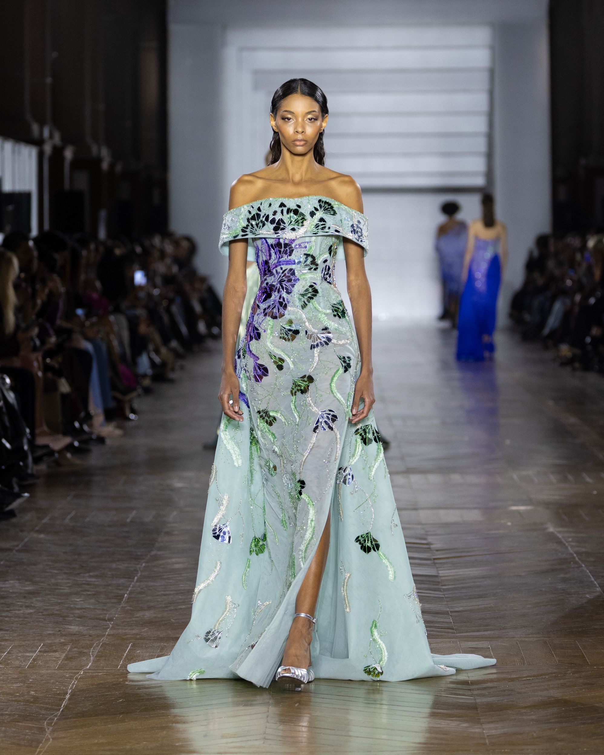 Tony Ward's Haute Couture Spring /Summer 2026 collection evokes crystalline tones that blend into pastels and metallic finishes