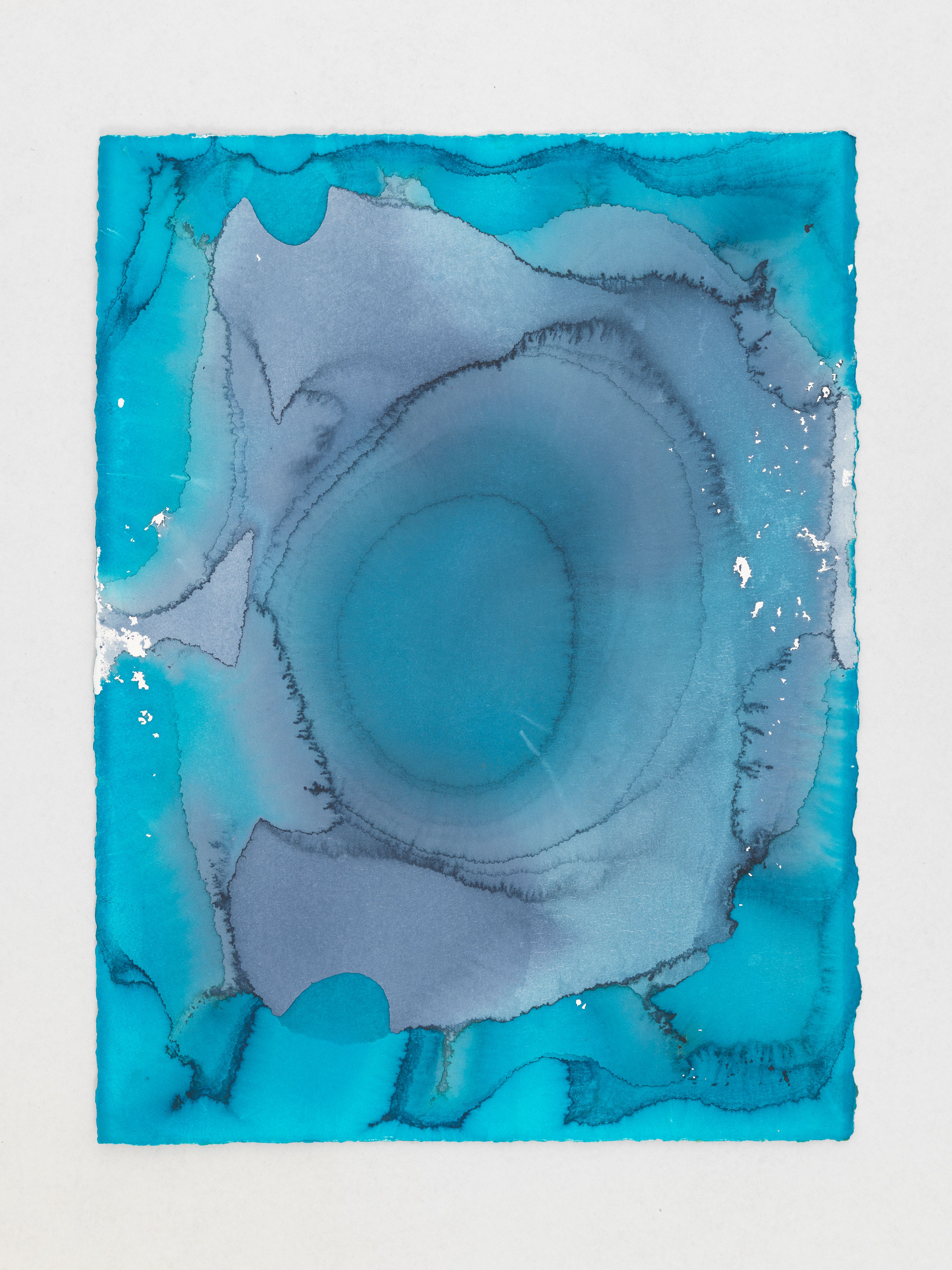 Untitled (Aqua blue), 2020 - Cold process dye on watercolour paper 77 x 58 cm / 30¼ x 22¾ in
