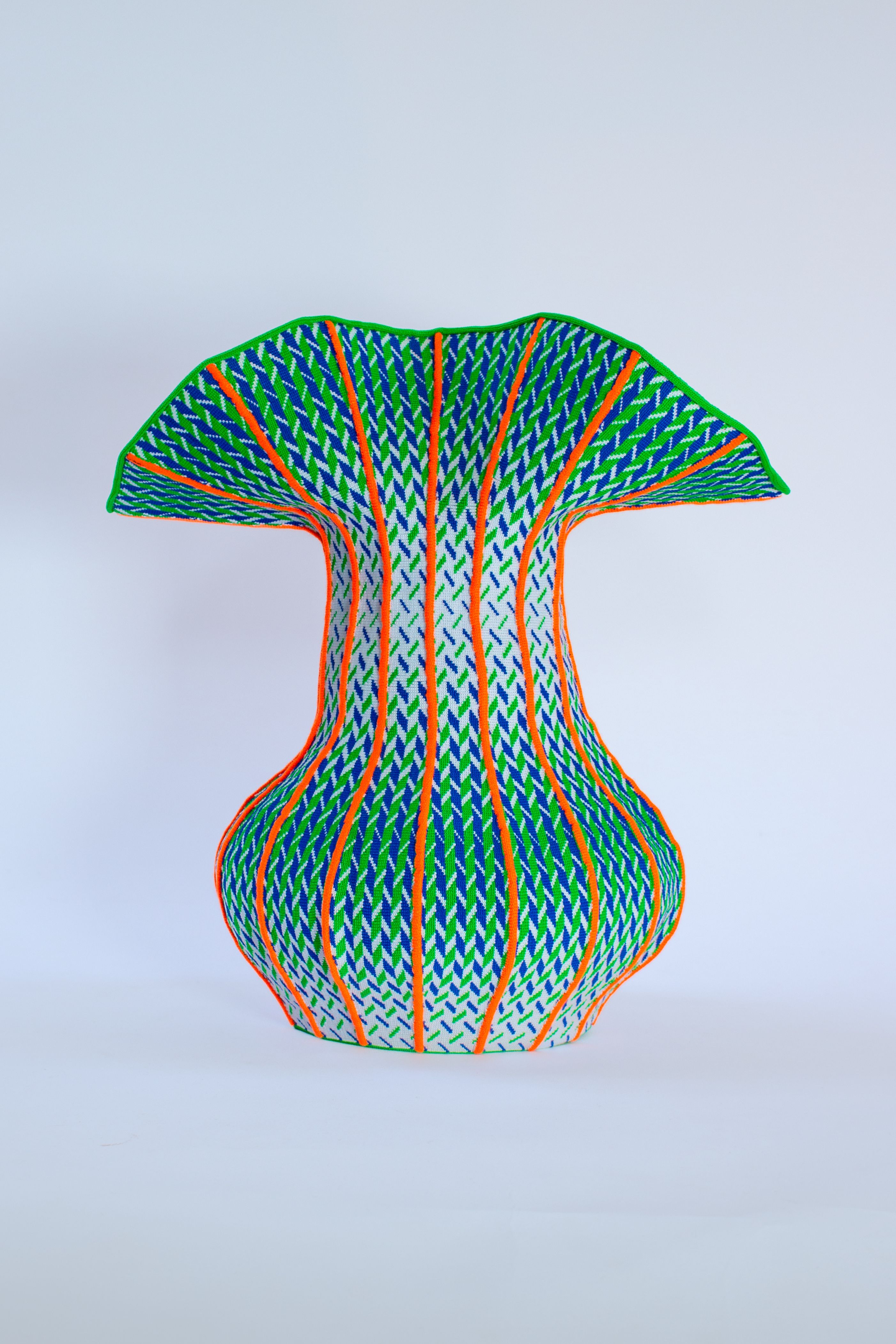 Gaspard Fleury-Dugy soft knitted objects in colorful textile forms.