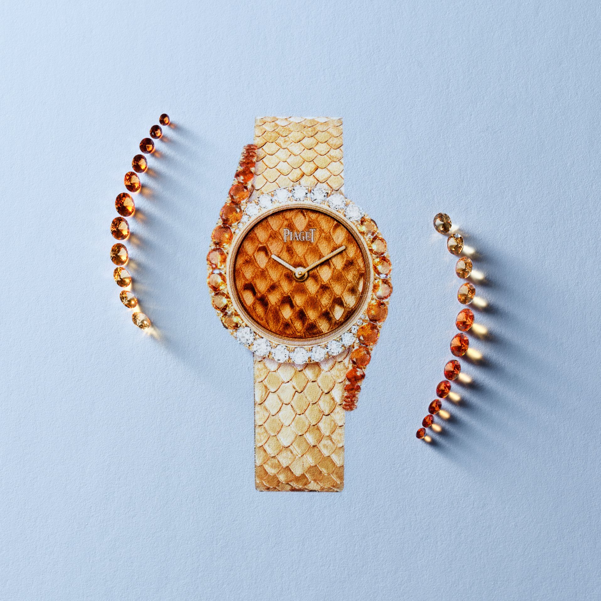 Piaget Limelight Gala watch featuring Decor Palace bracelet set with cognac diamonds