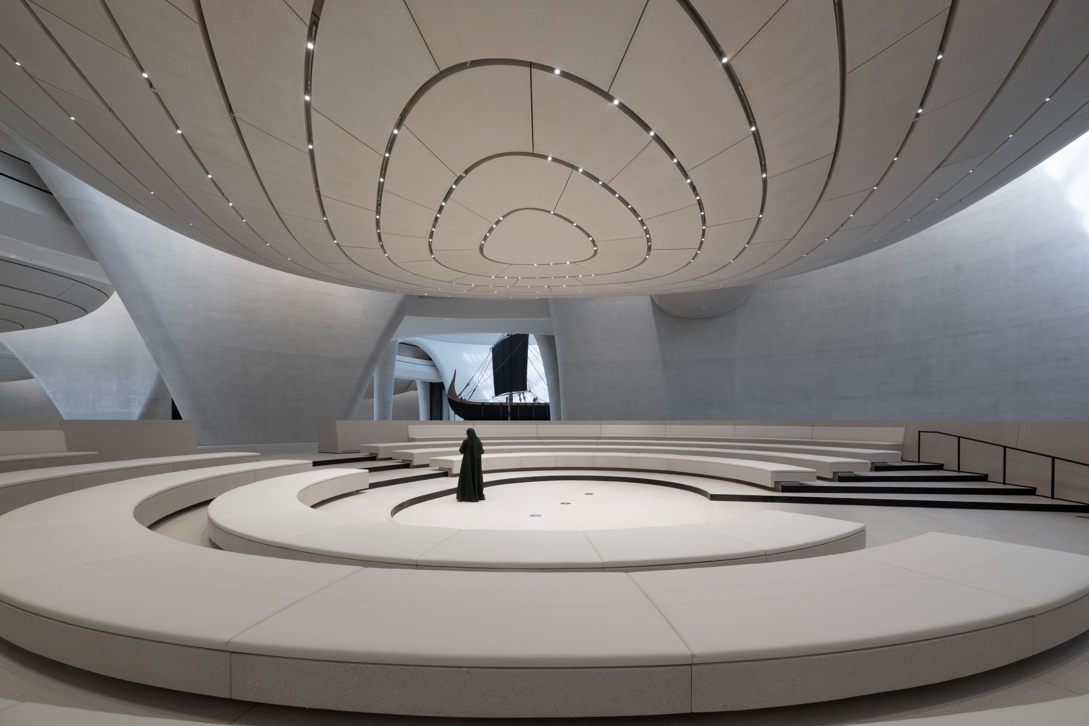 Zayed National Museum - Of the six permanent galleries, four pod-shaped galleries are suspended above Al Liwan, and provide controlled environments to protect the sensitive artefacts on display.