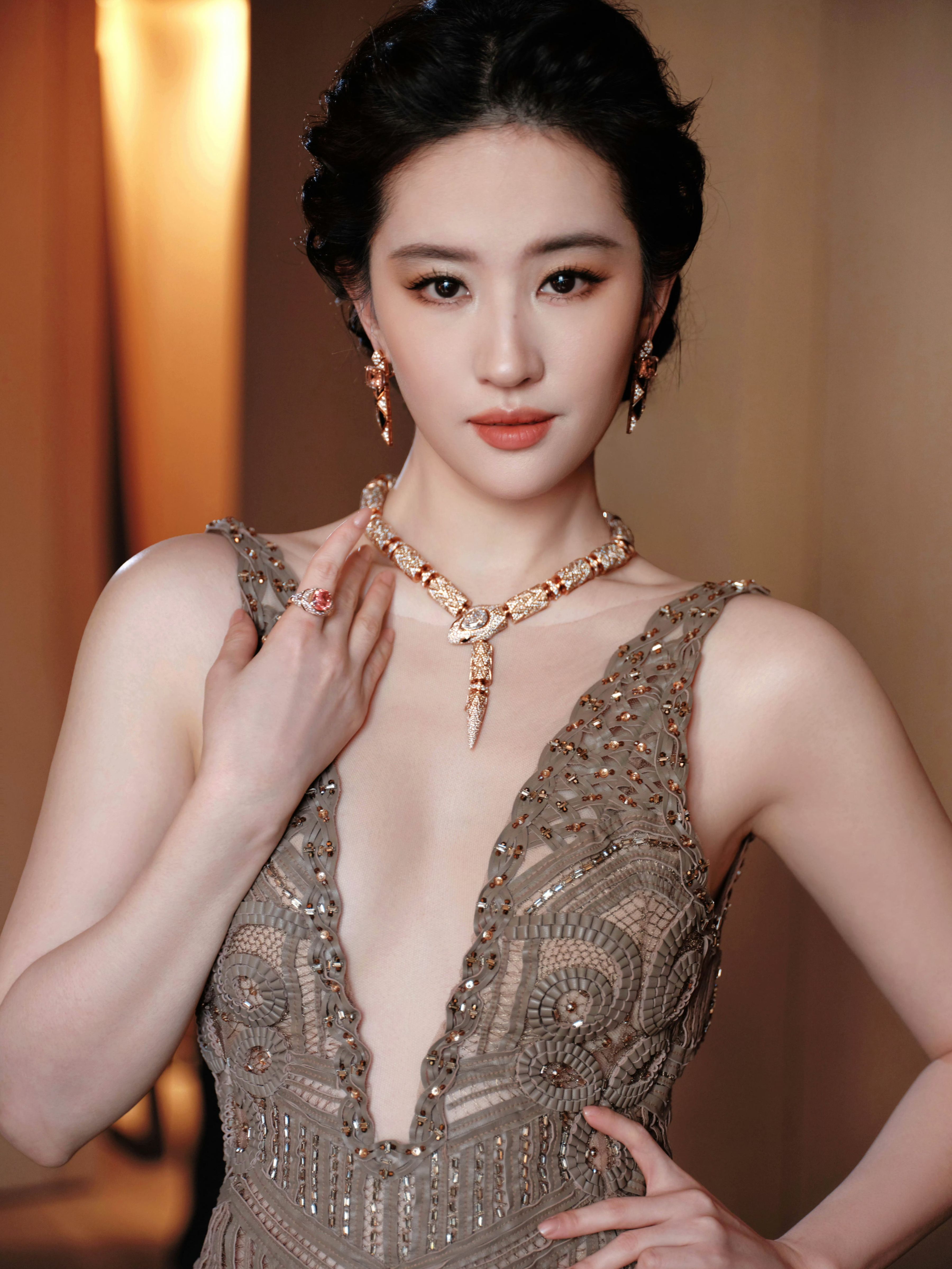 Liu Yifei wearing Elie Saab Haute Couture Spring/Summer collection 2026 at the Bvlgari Eclettica High Jewelry Event in Milan, March 23rd, 2026