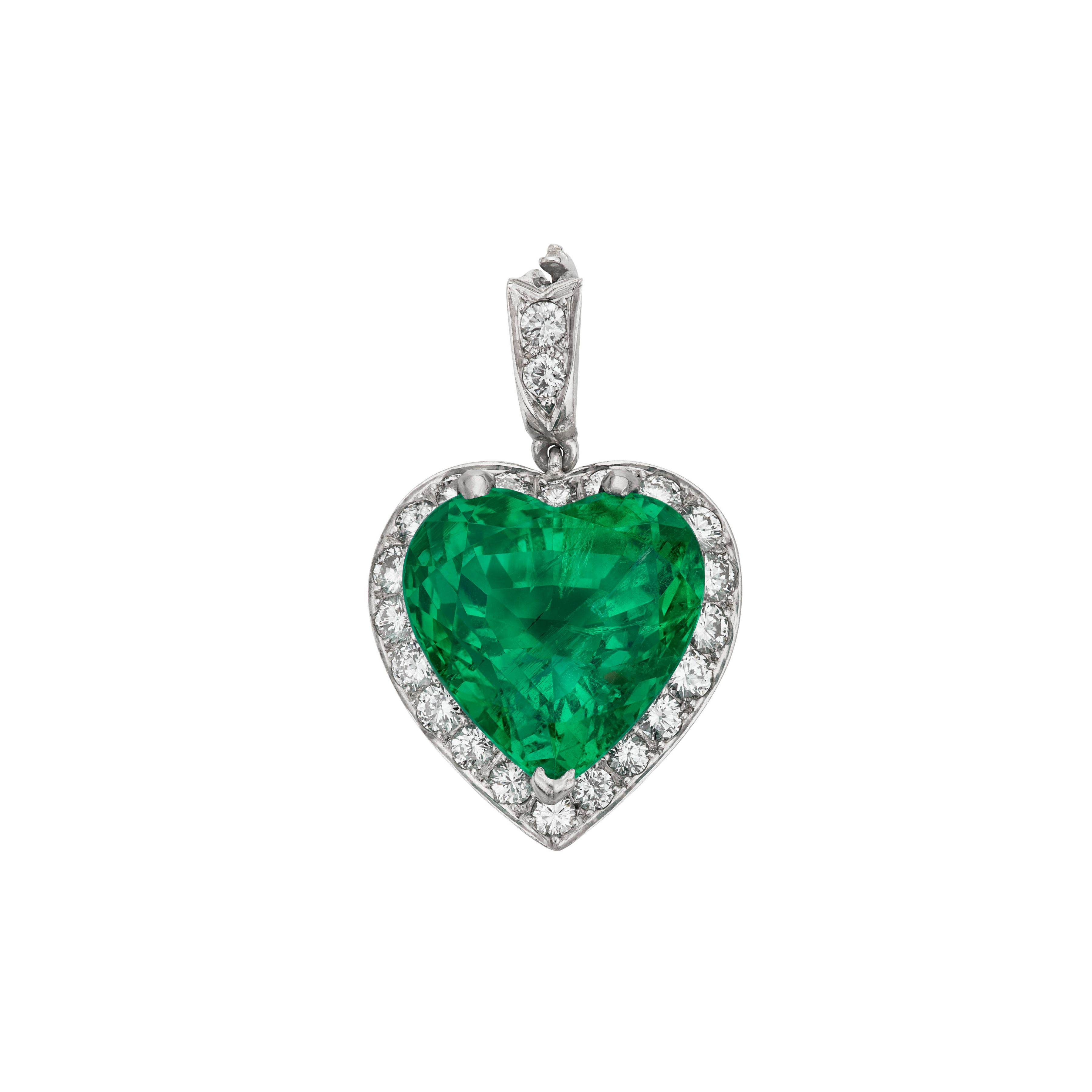 Emerald and diamond Rendant