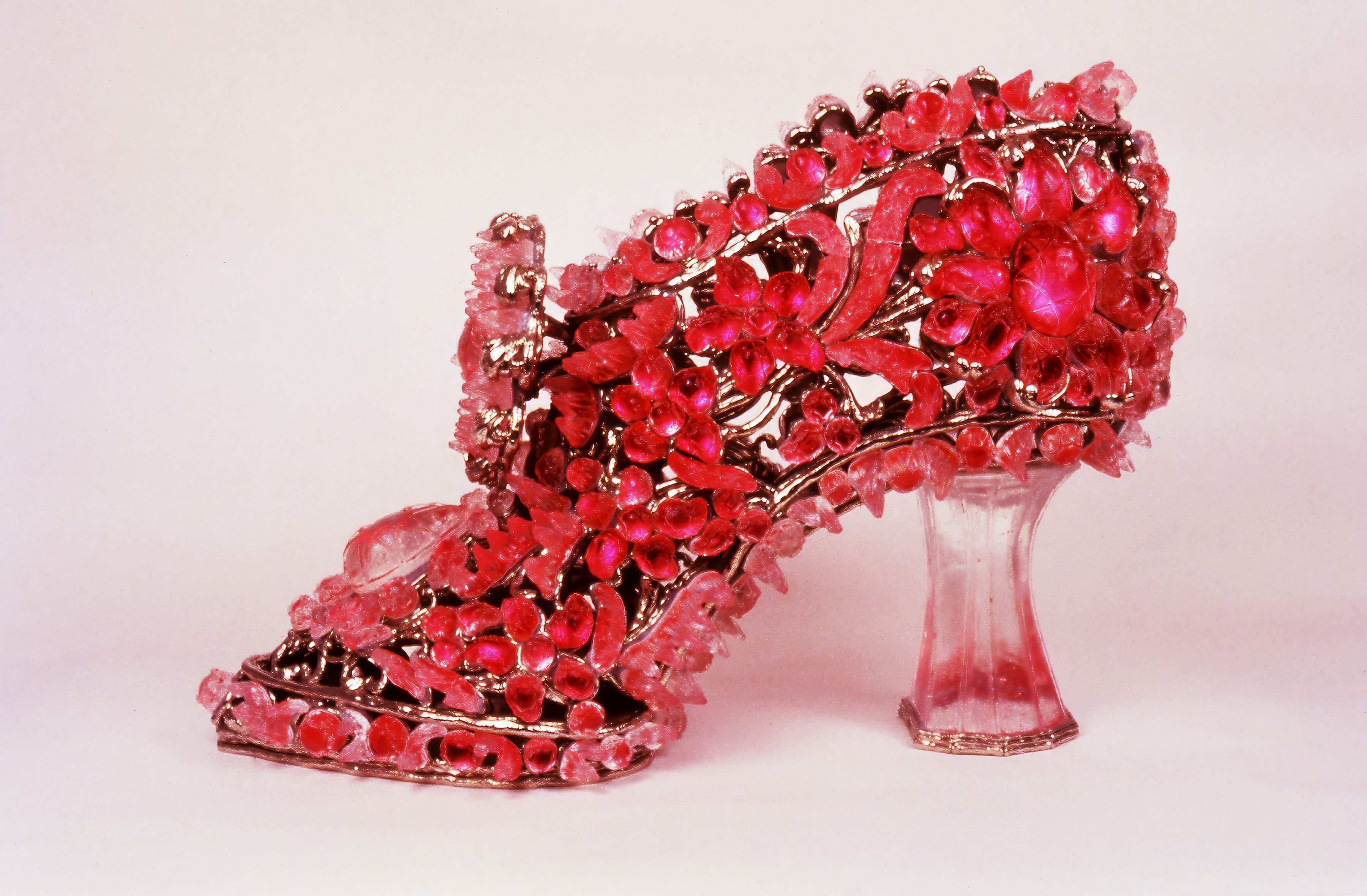 Glass Slipper (ugly blister), 2001, Cast lead crystal, nickel-plated bronze, Easter egg foil. 32 x 12 x 17 inches. Collection of the National Gallery of Australia, Canberra.