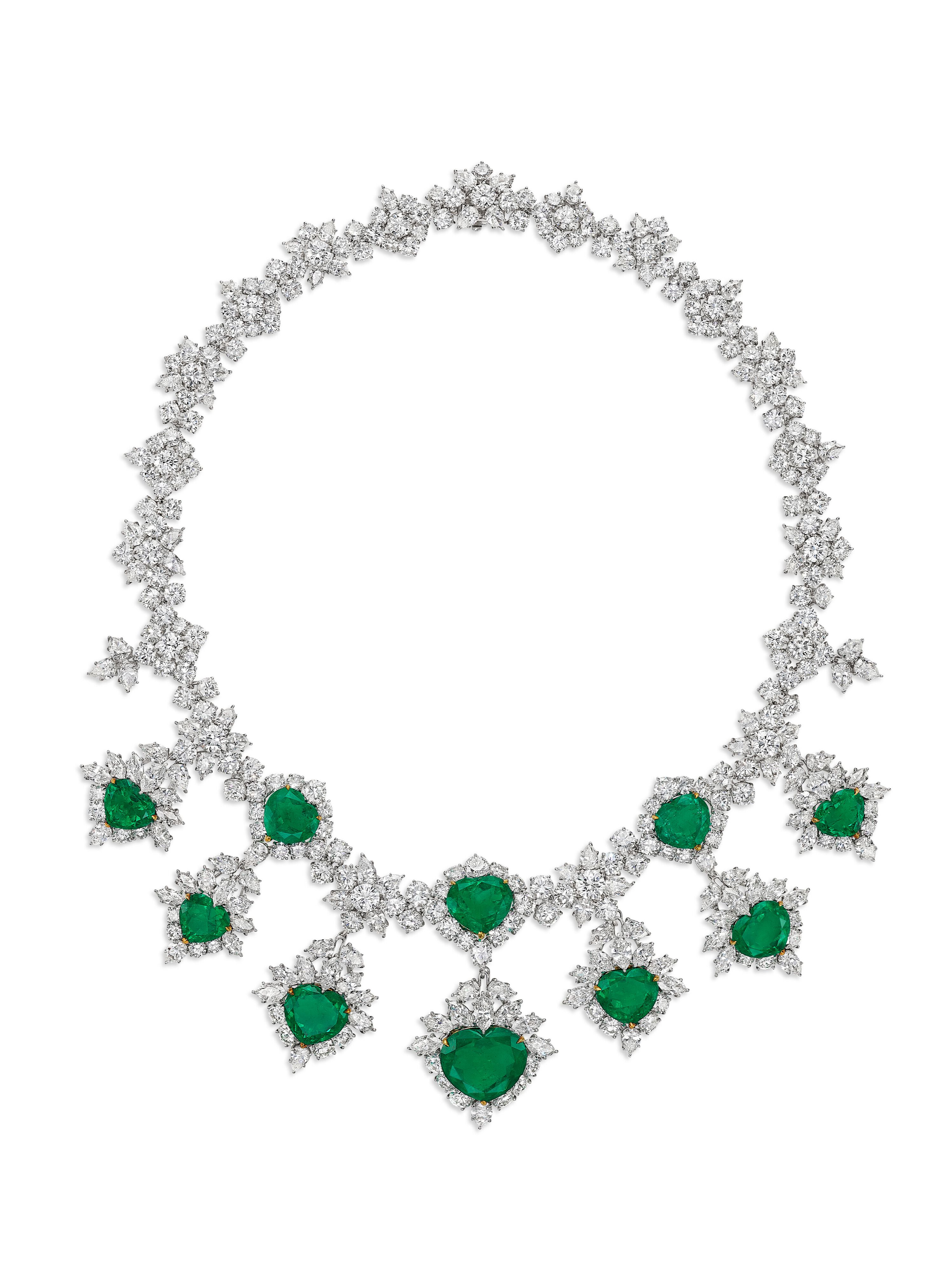 An Impressive Emerald and Diamond Pendant Necklace