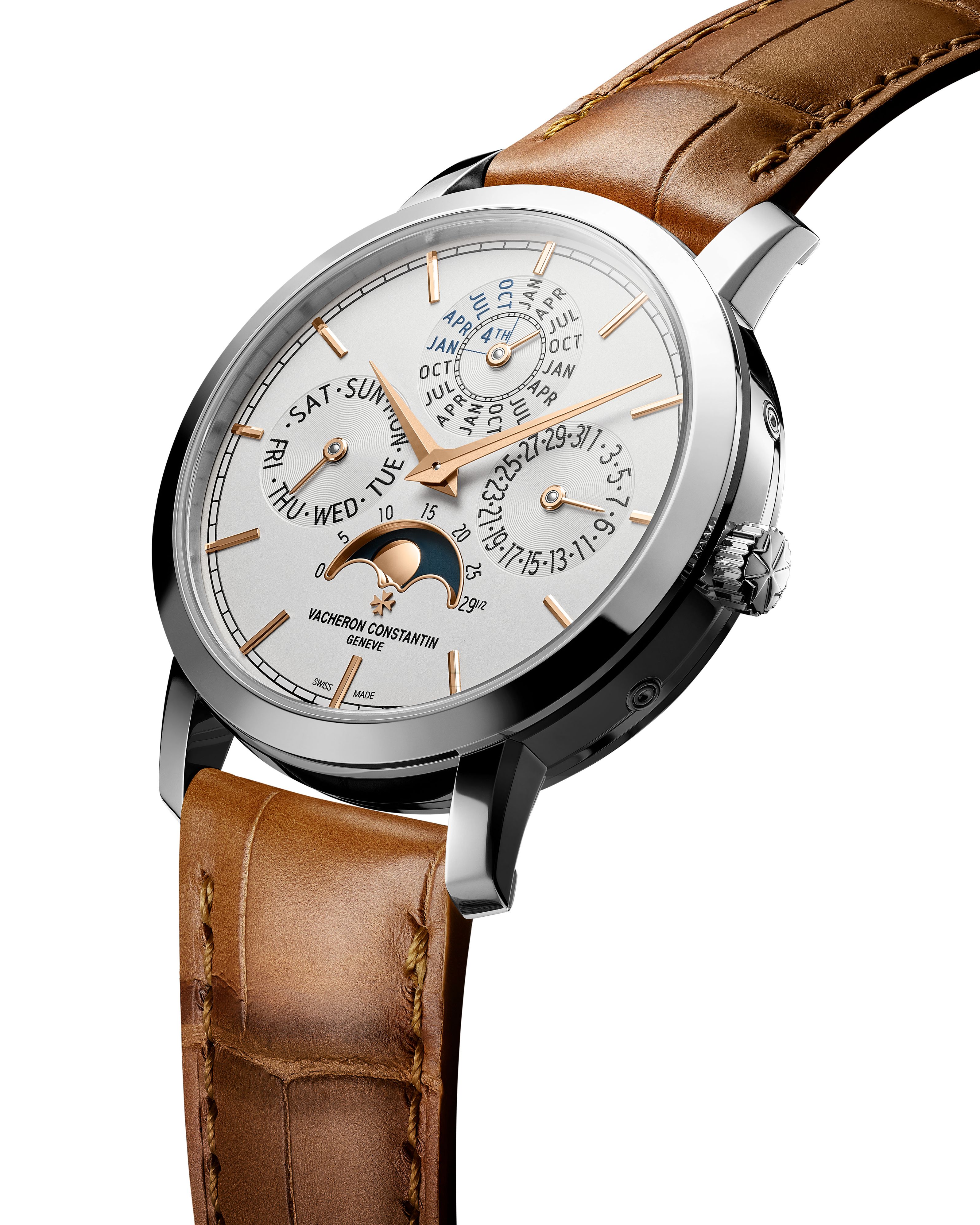 Nominee, Felix Kammerer wears a Vacheron Constantin Traditionnelle Perpetual Calendar Ultra-Thin 36.55mm White Gold