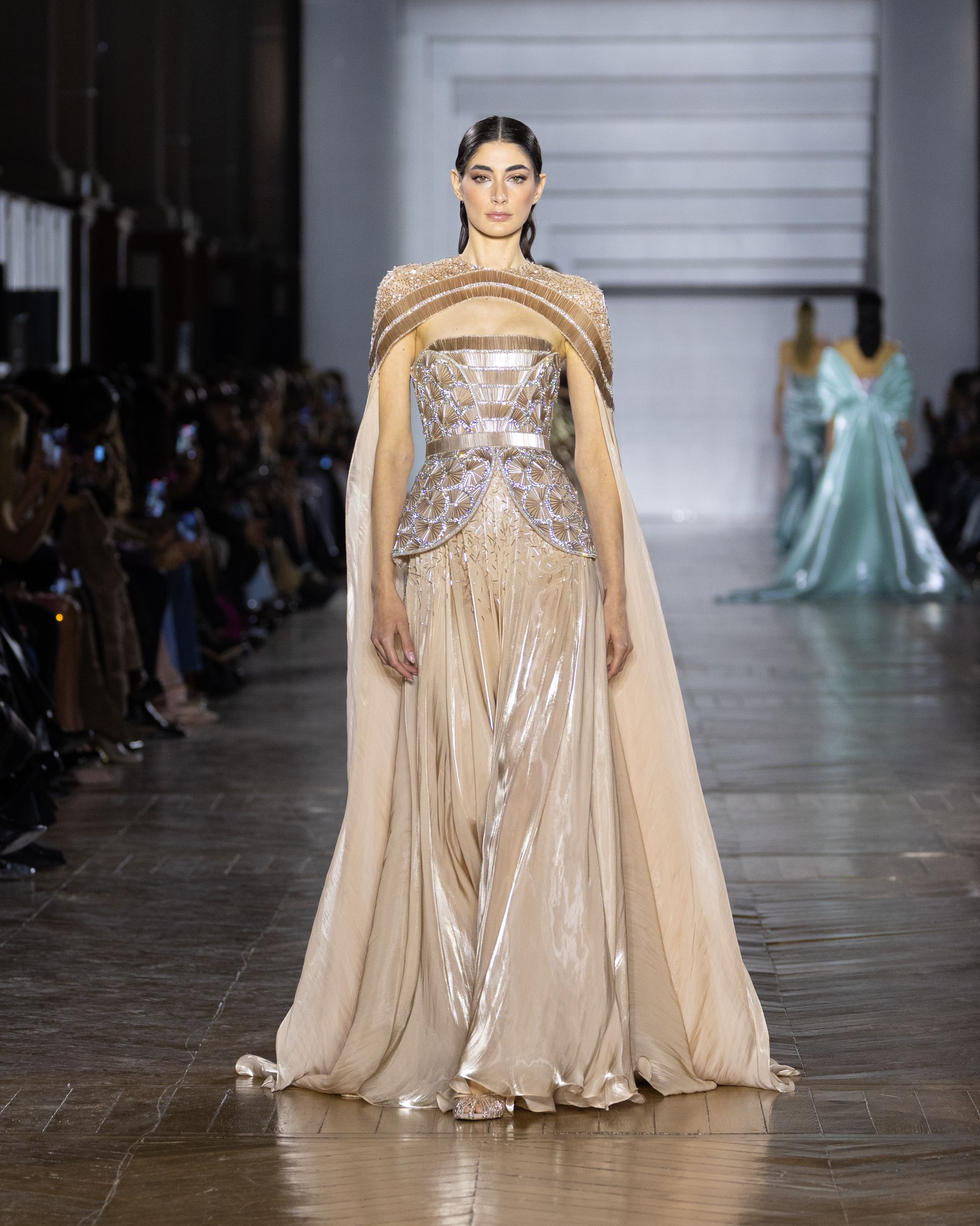 Tony Ward's Haute Couture Spring /Summer 2026 collection evokes crystalline tones that blend into pastels and metallic finishes