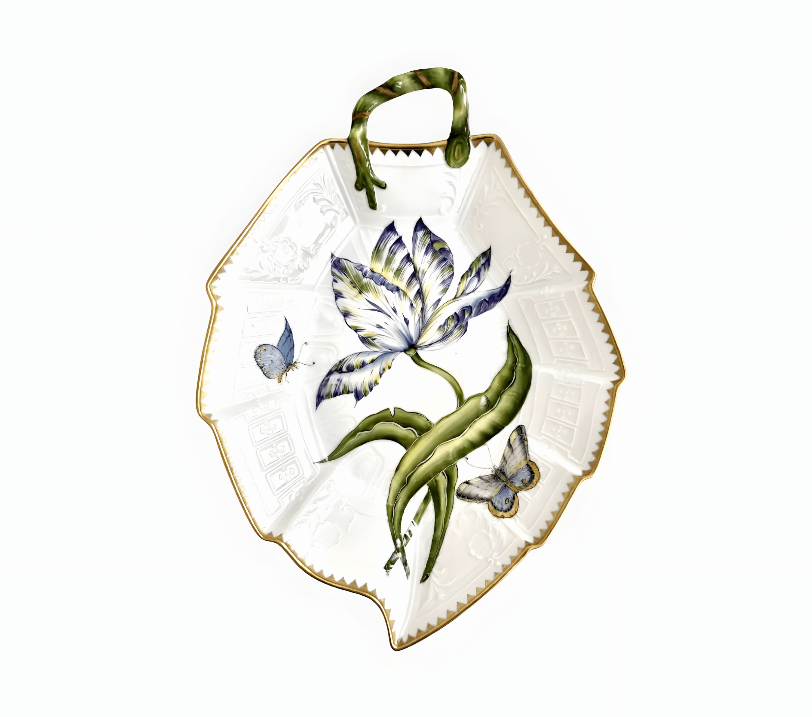 Old Master Tulips Violet Leaf Dish