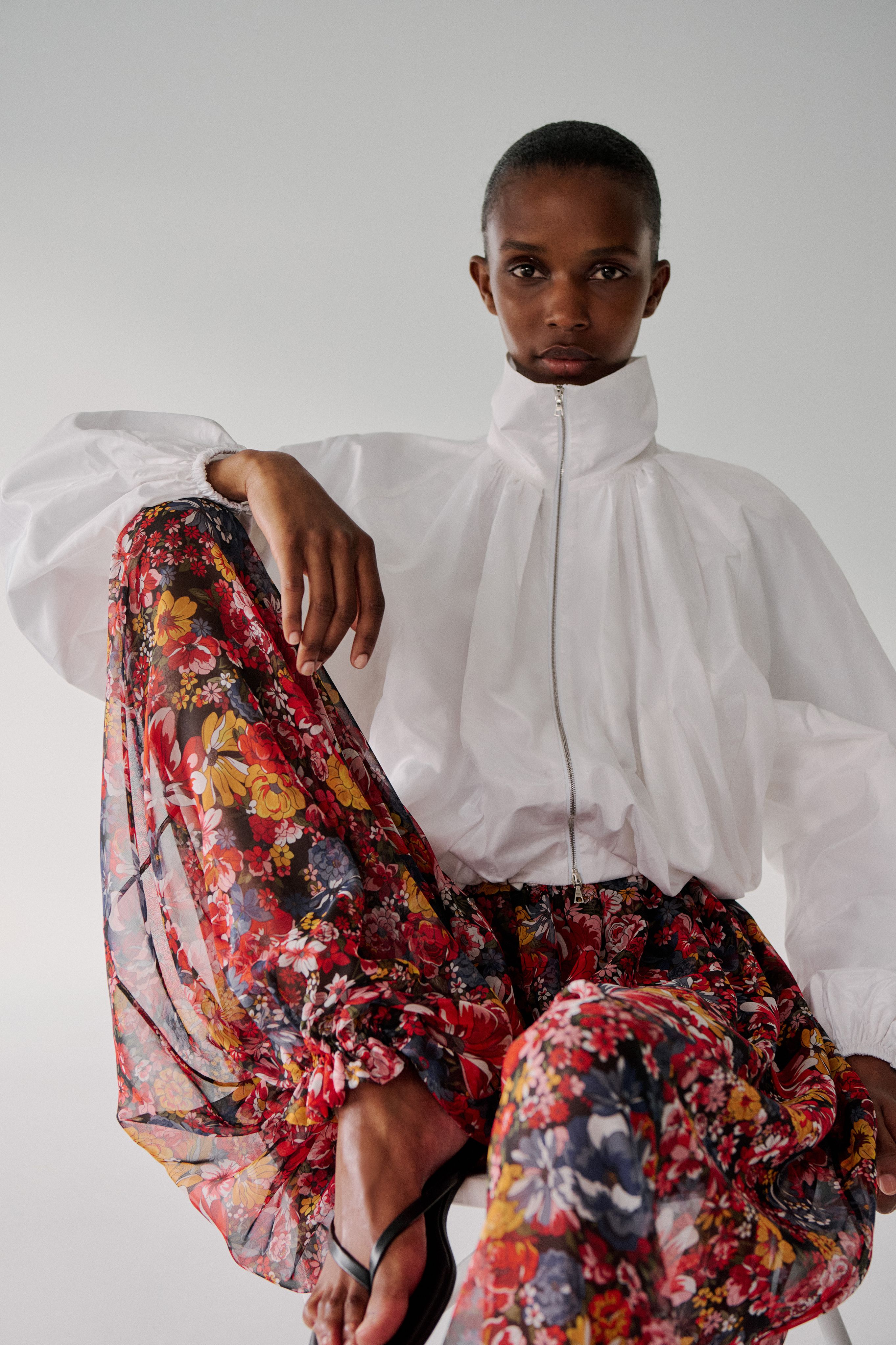 Flowing sarouel trousers in silk jacquard, Adam Lippes Spring/Summer 2026.