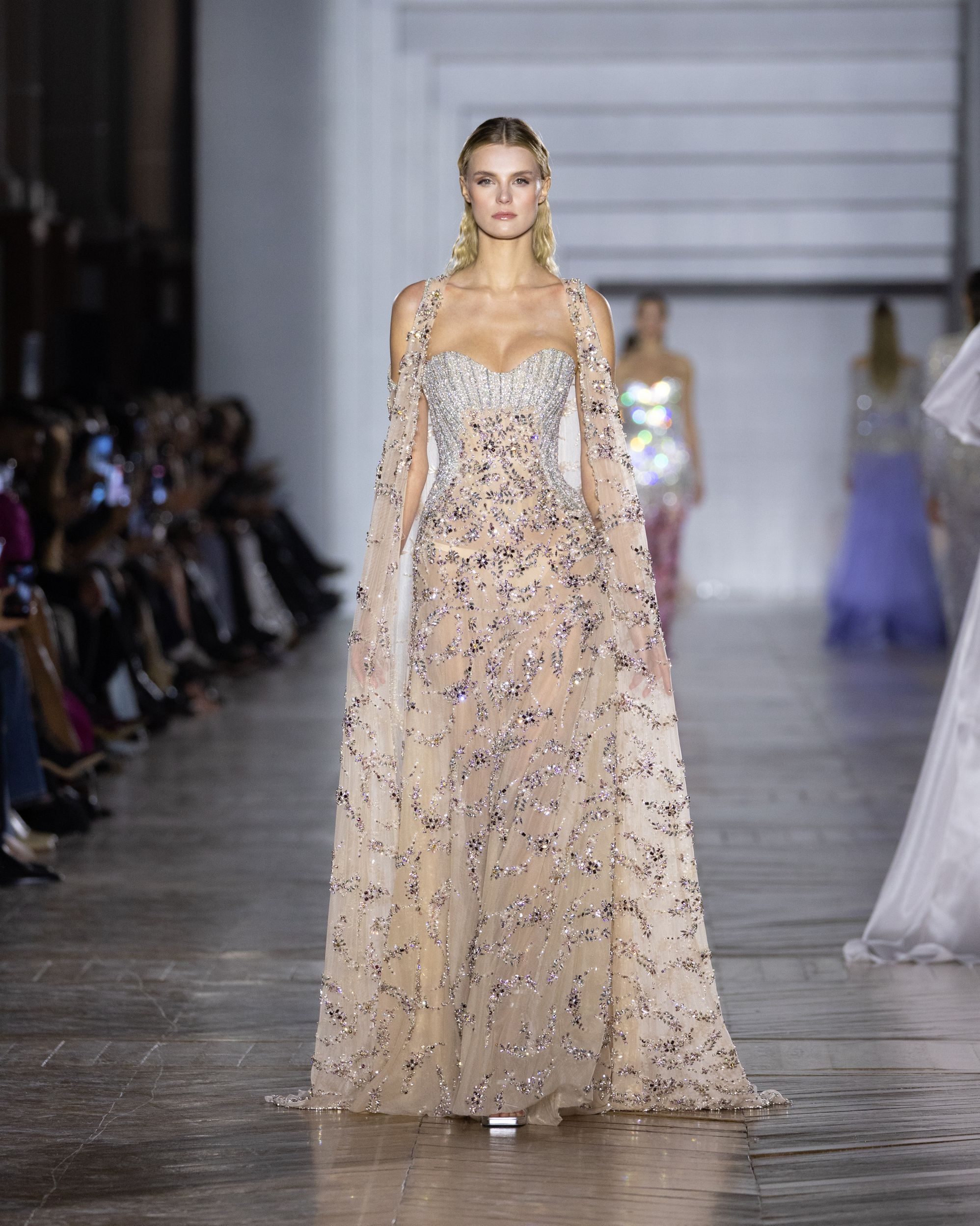 Tony Ward's Haute Couture Spring /Summer 2026 collection evokes crystalline tones that blend into pastels and metallic finishes